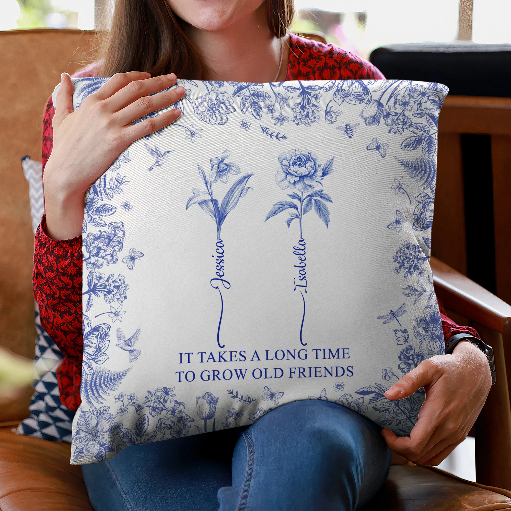 It Takes A Long Time To Grow Old Friends - Personalized Pillow (Insert Included) - Image 2