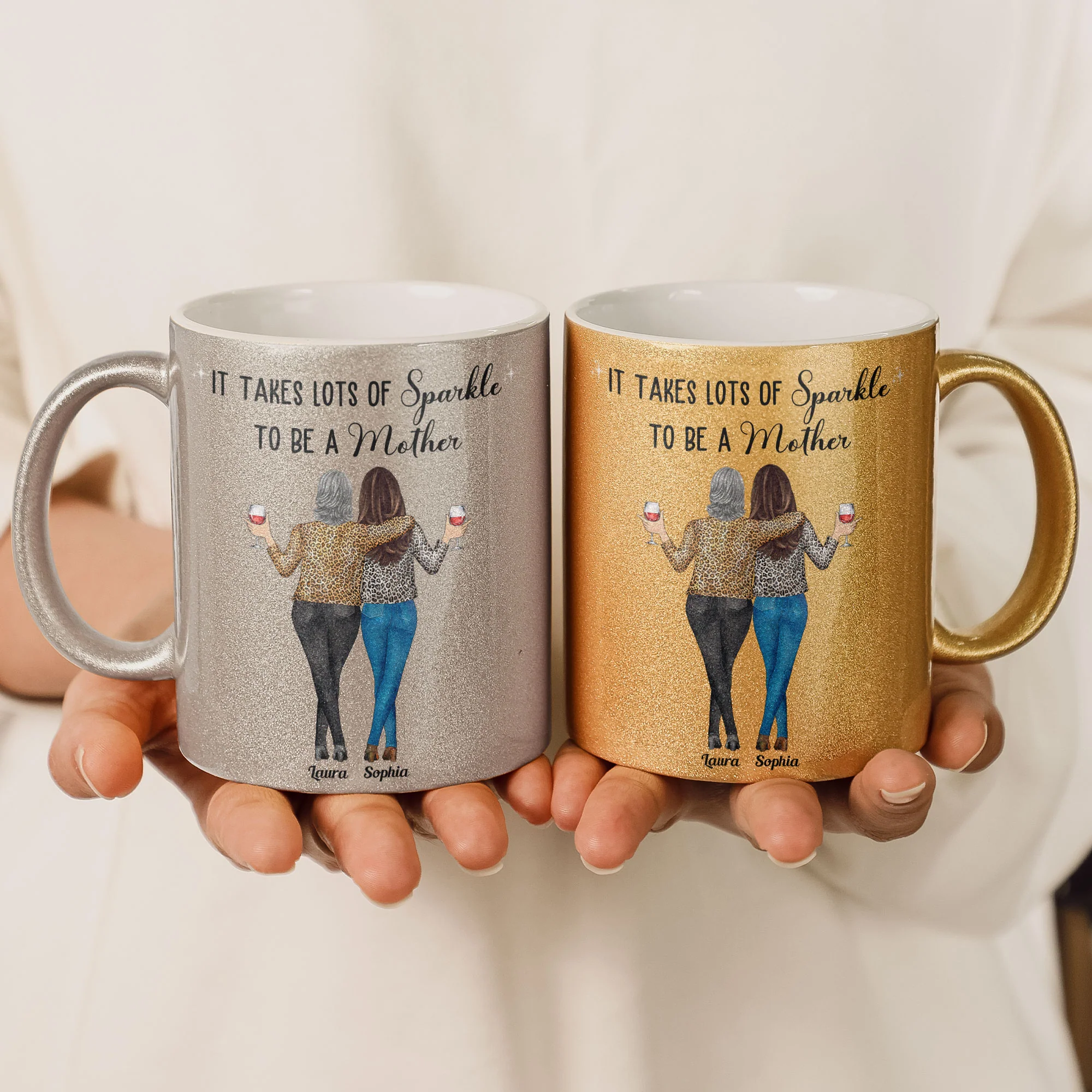 It Takes Lots Of Sparkle To Be A Mother - Personalized Glitter Coffee Mug - Image 2