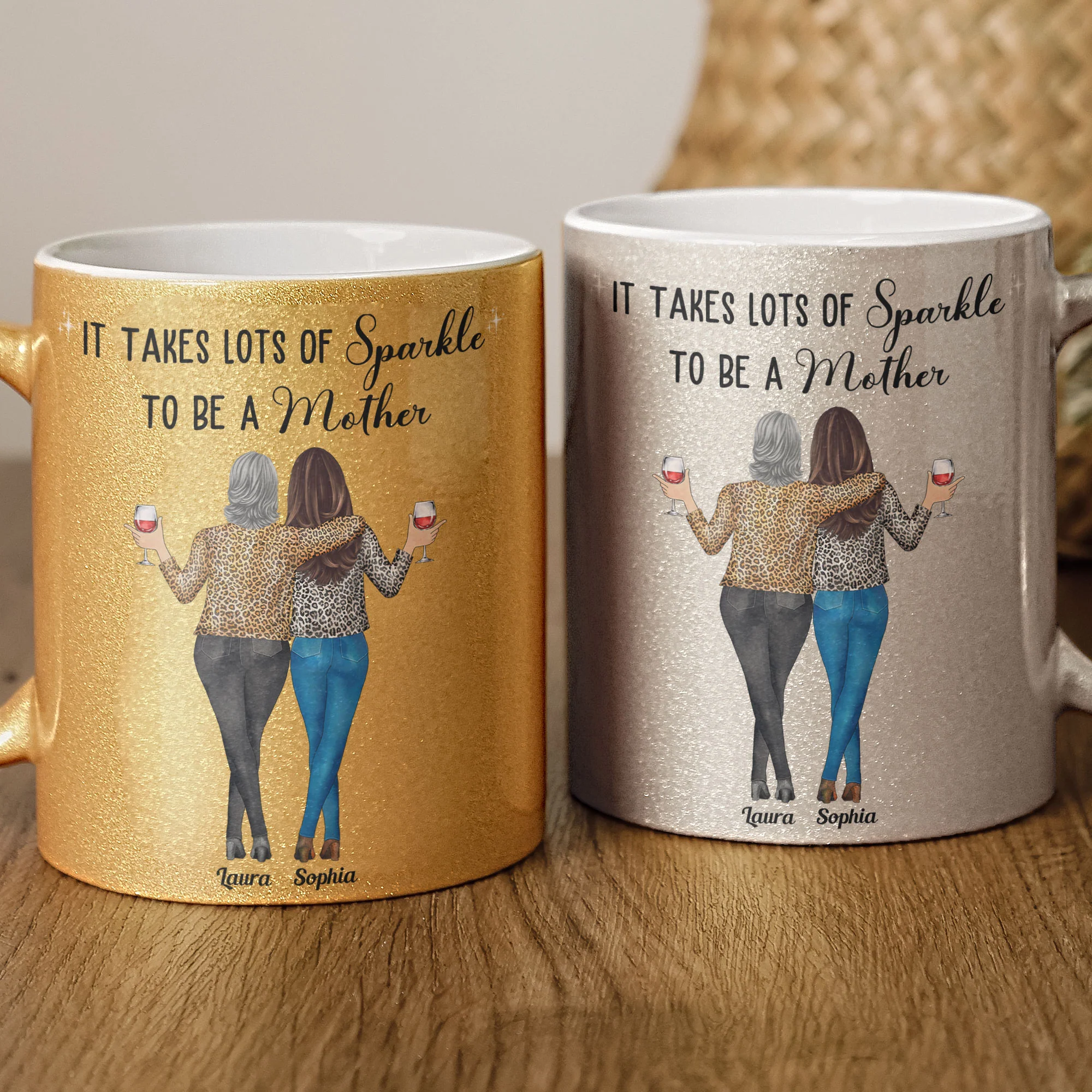 It Takes Lots Of Sparkle To Be A Mother - Personalized Glitter Coffee Mug - Image 3