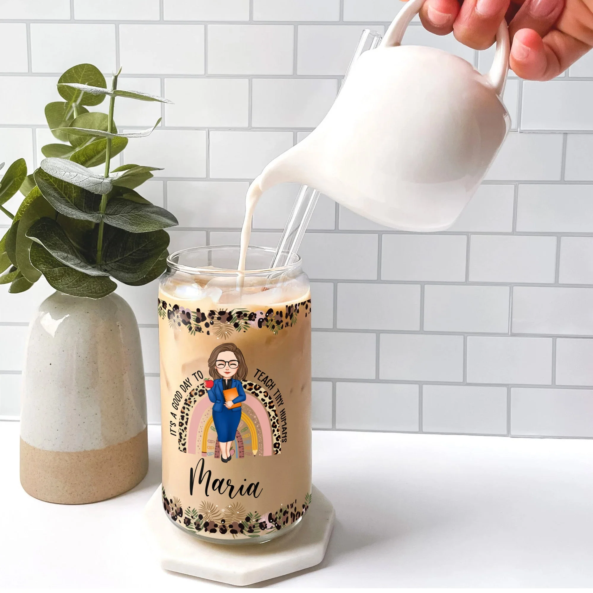 It's A Good Day To Teach Them Love Them Watch Them - Personalized Clear Glass Cup - Image 4