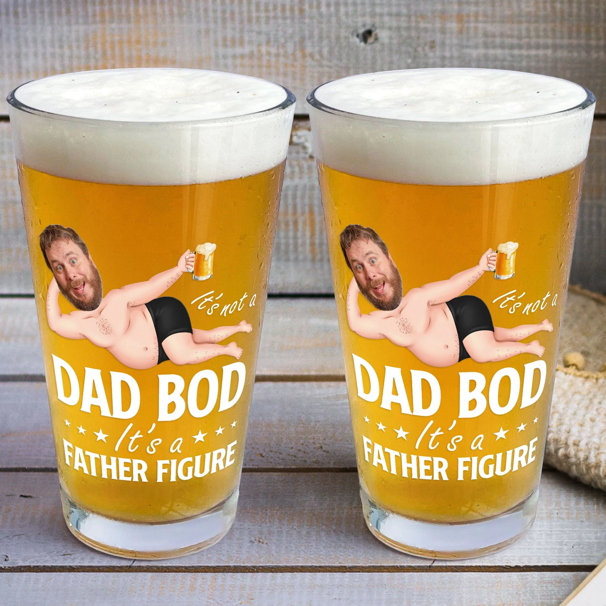 It's Not A Dad Bod It's A Father Figure Funny - Personalized Photo Beer Glass - Image 5