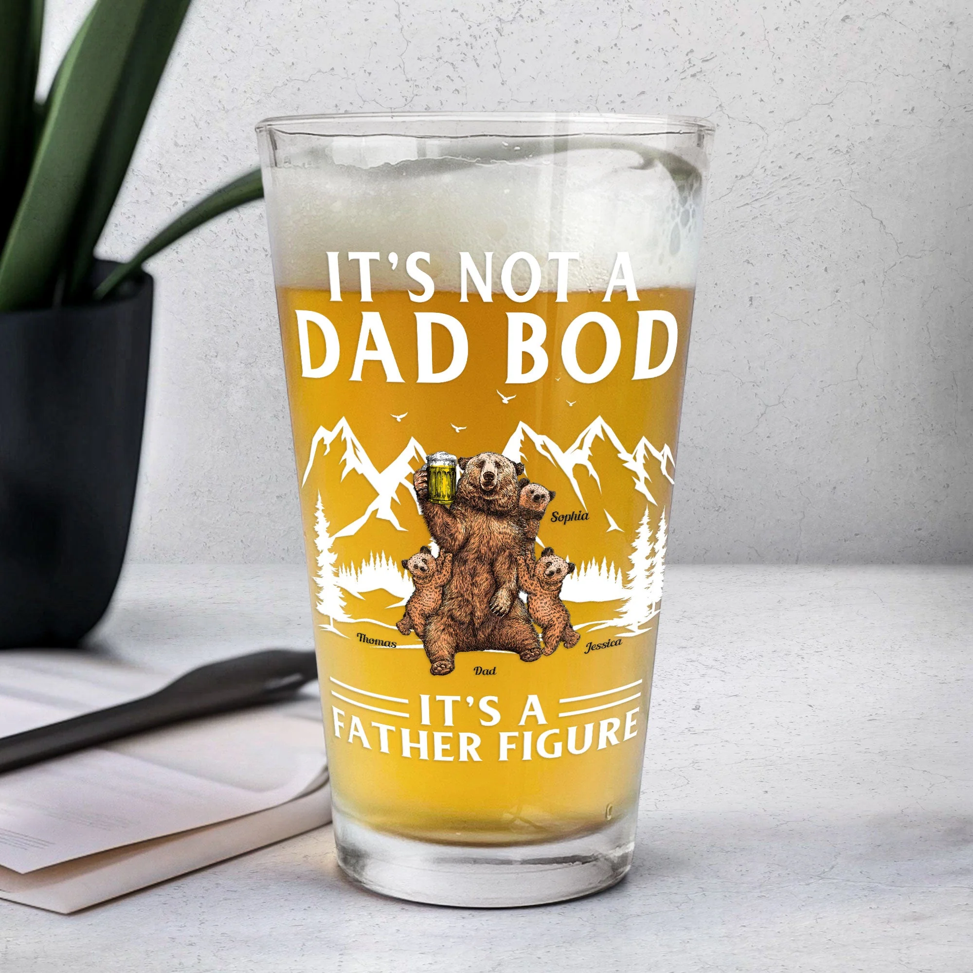 It's Not A Dad Bod It's A Father Figure - Personalized Beer Glass - Image 4