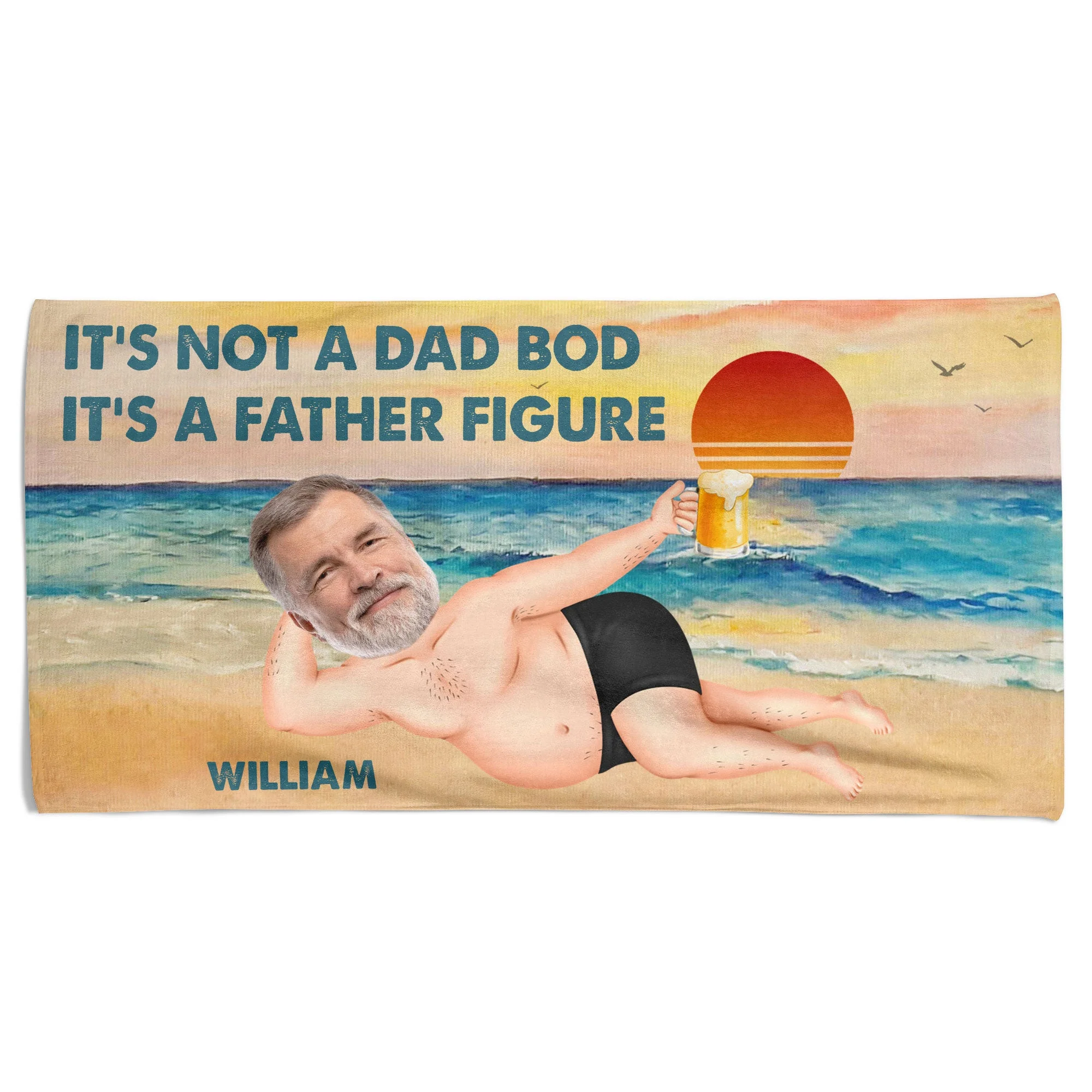 It's Not A Dad Bod It's Father Figure - Personalized Photo Beach Towel - Image 2