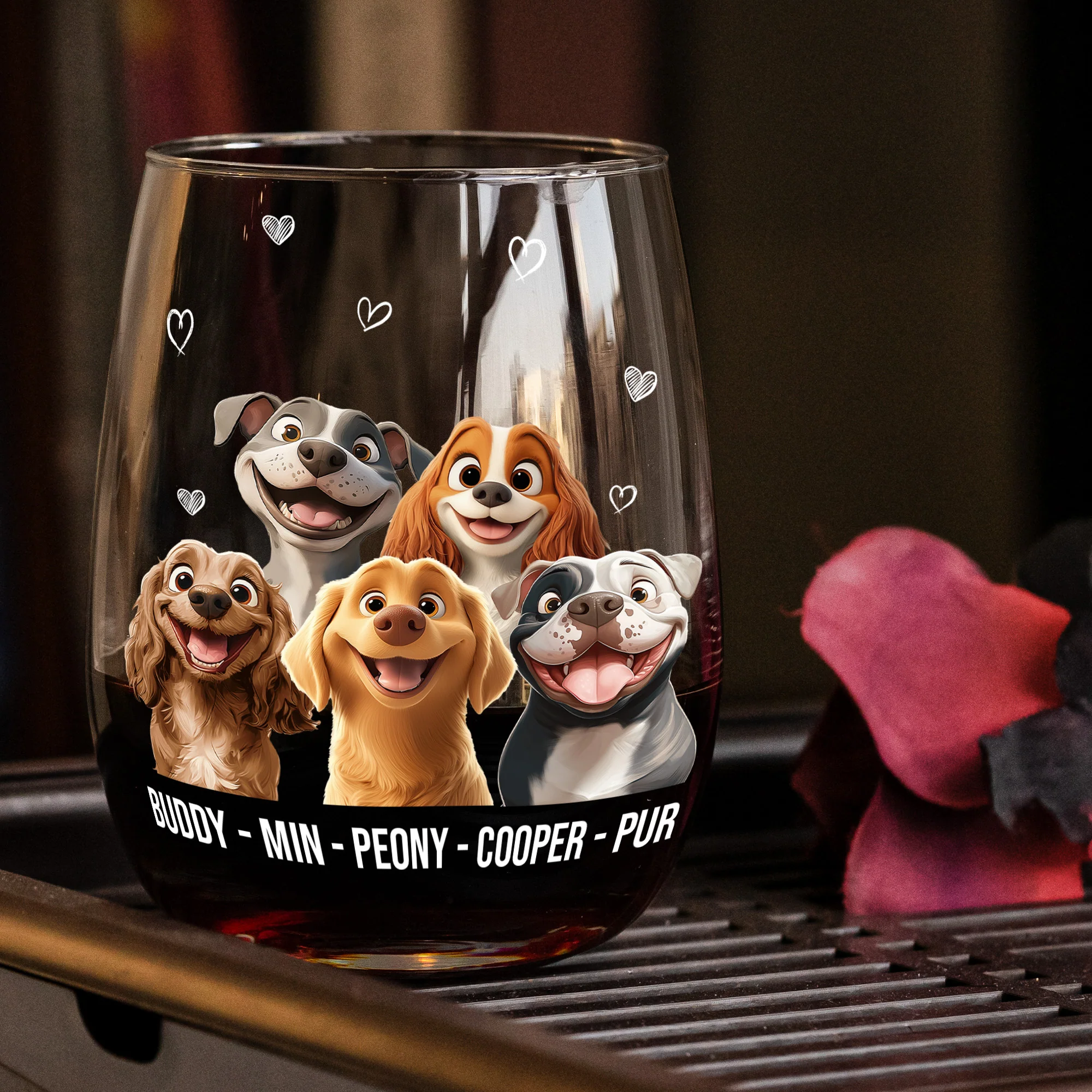 It's Not Drinking Alone If The Dog Is Home - Personalized Stemless Wine Glass - Image 2