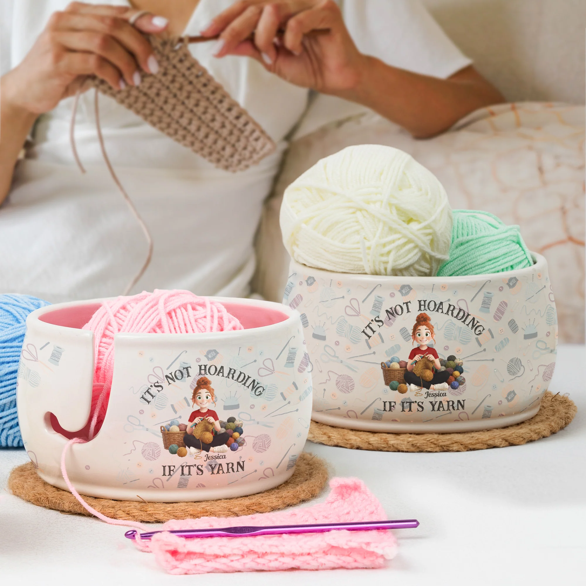 It's Not Hoarding If It's Yarn - Personalized Yarn Bowl - Image 2