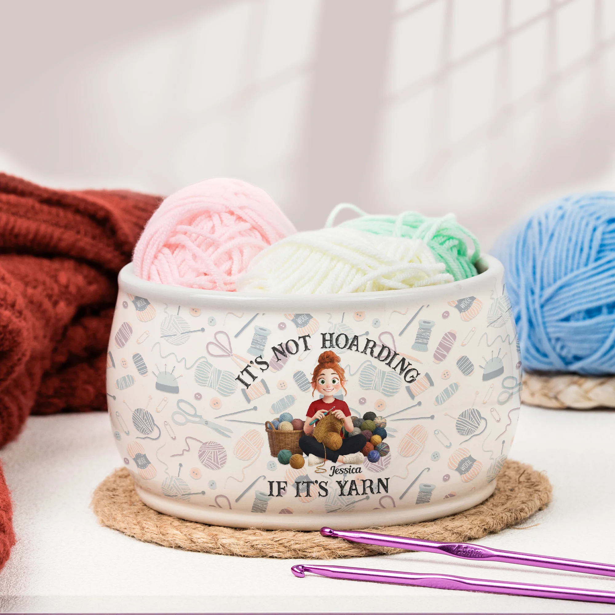 It's Not Hoarding If It's Yarn - Personalized Yarn Bowl - Image 4