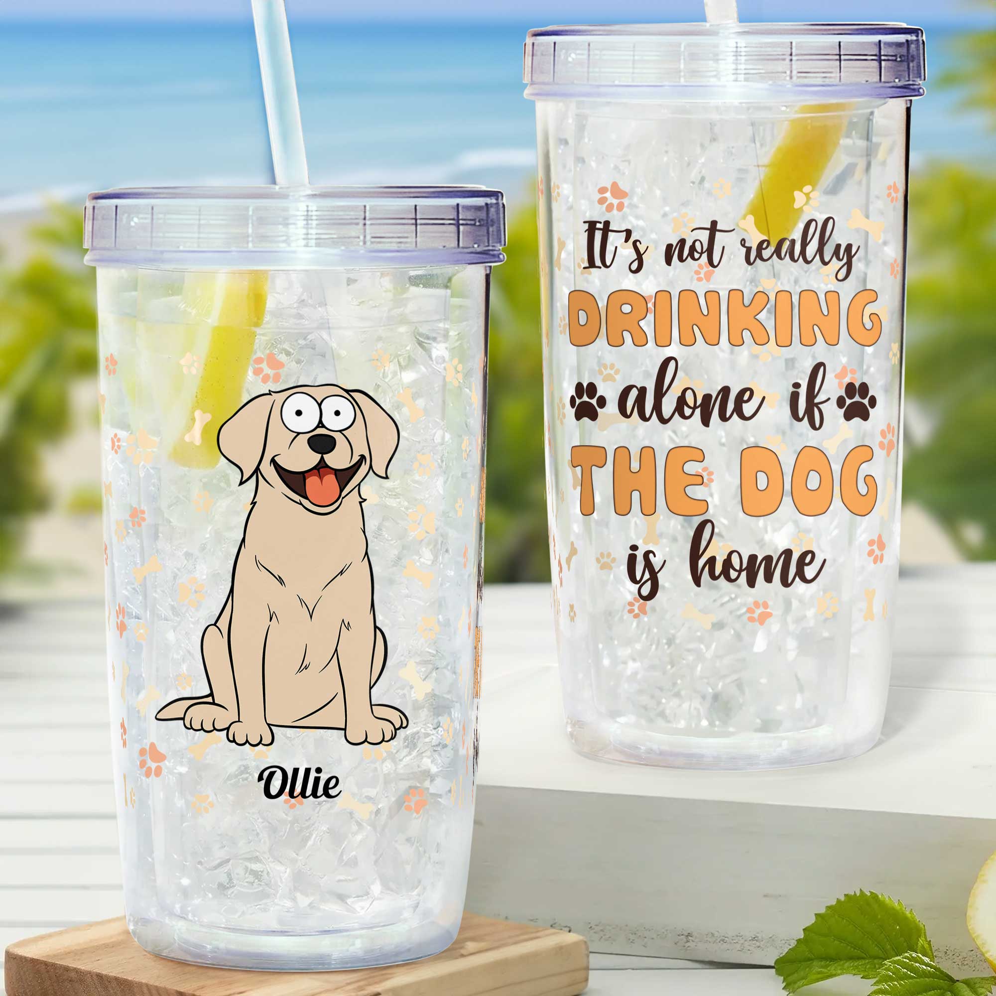 It's Not Really Drinking Alone - Personalized Acrylic Tumbler With Straw - Image 2
