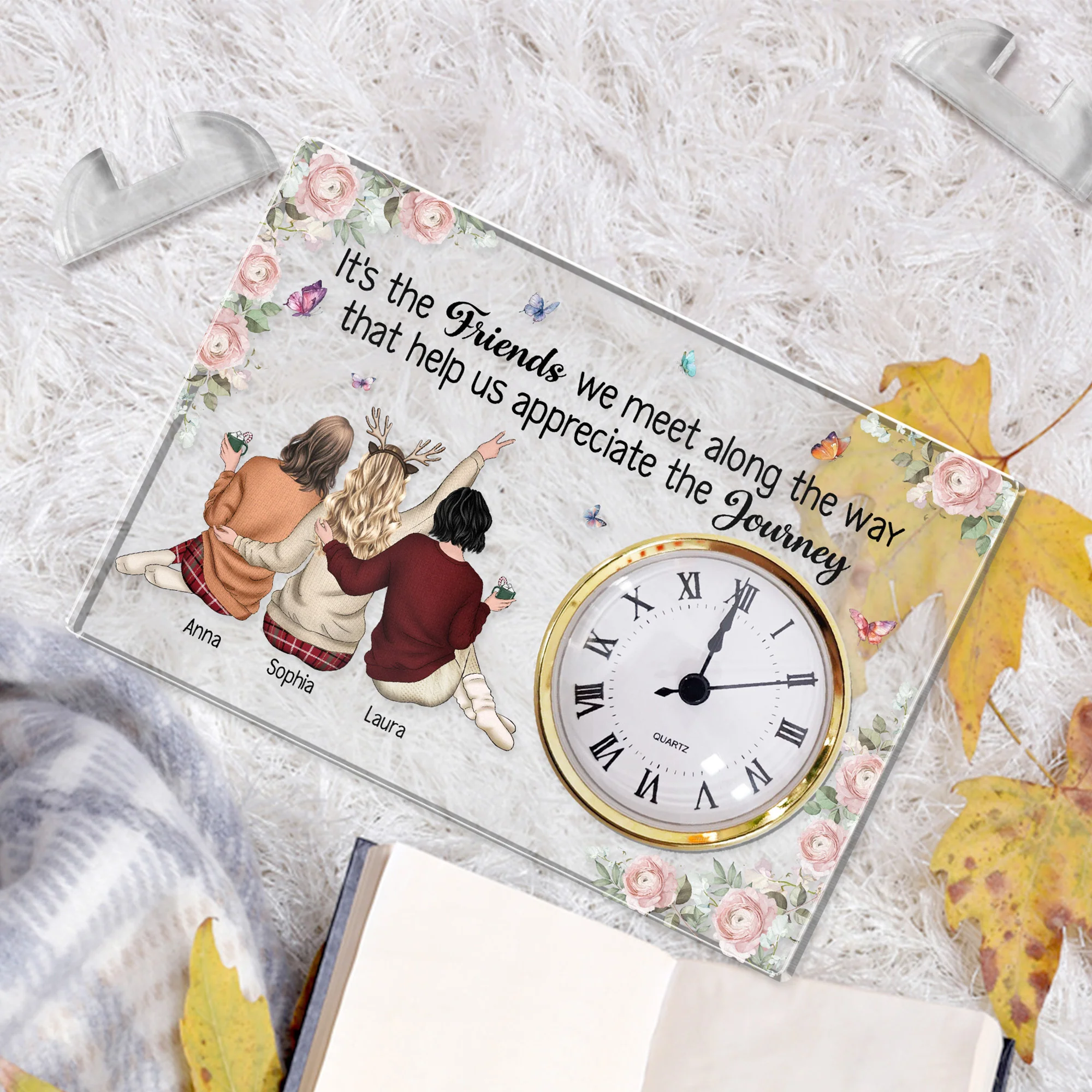 It's The Friends We Meet Along The Way - Personalized Acrylic Desk Clock - Image 3