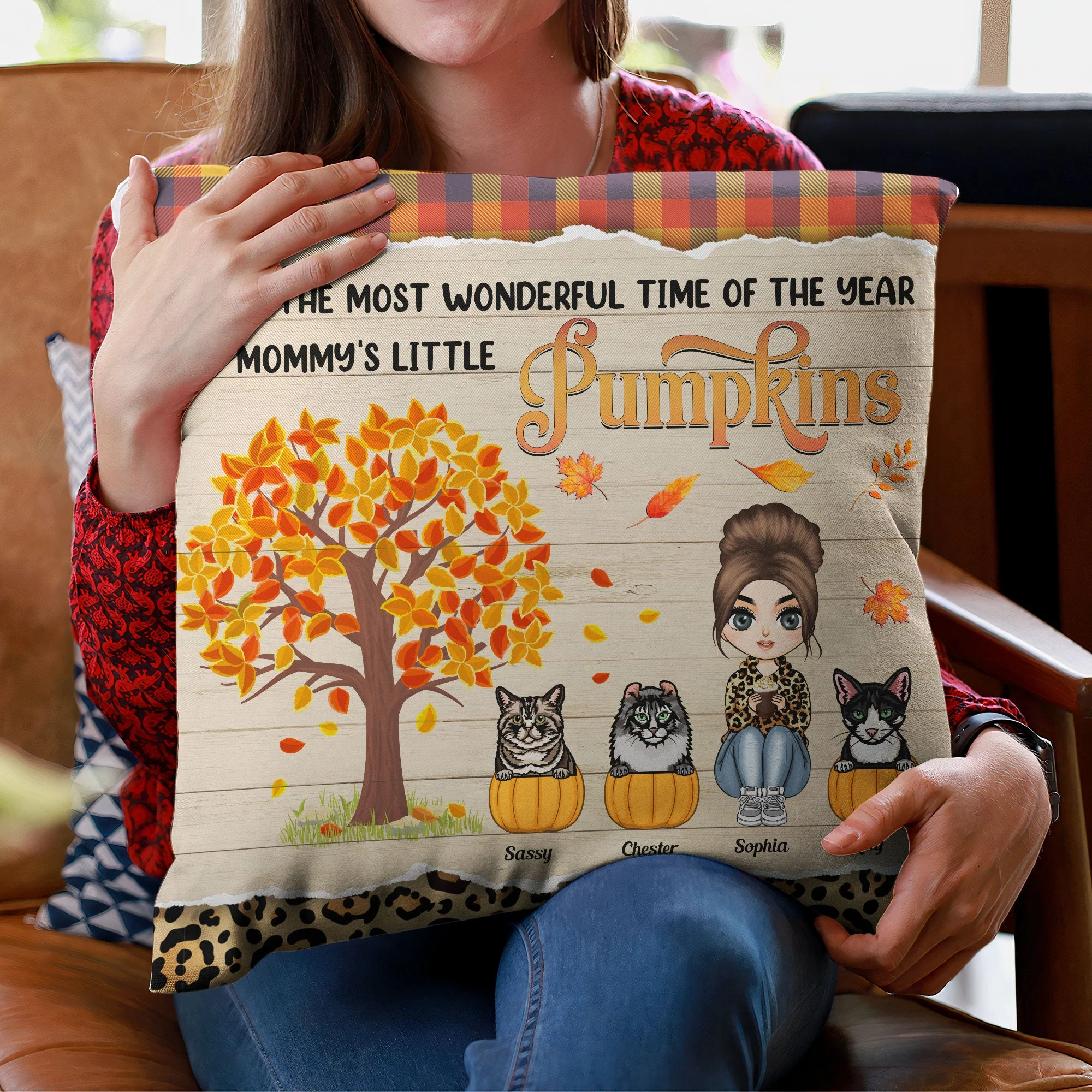It's The Most Wonderful Time Of The Year - Personalized Pillow (Insert Included) - Fall Season Gift For Cat Mom, Cat Owner, Home Decor - Image 3