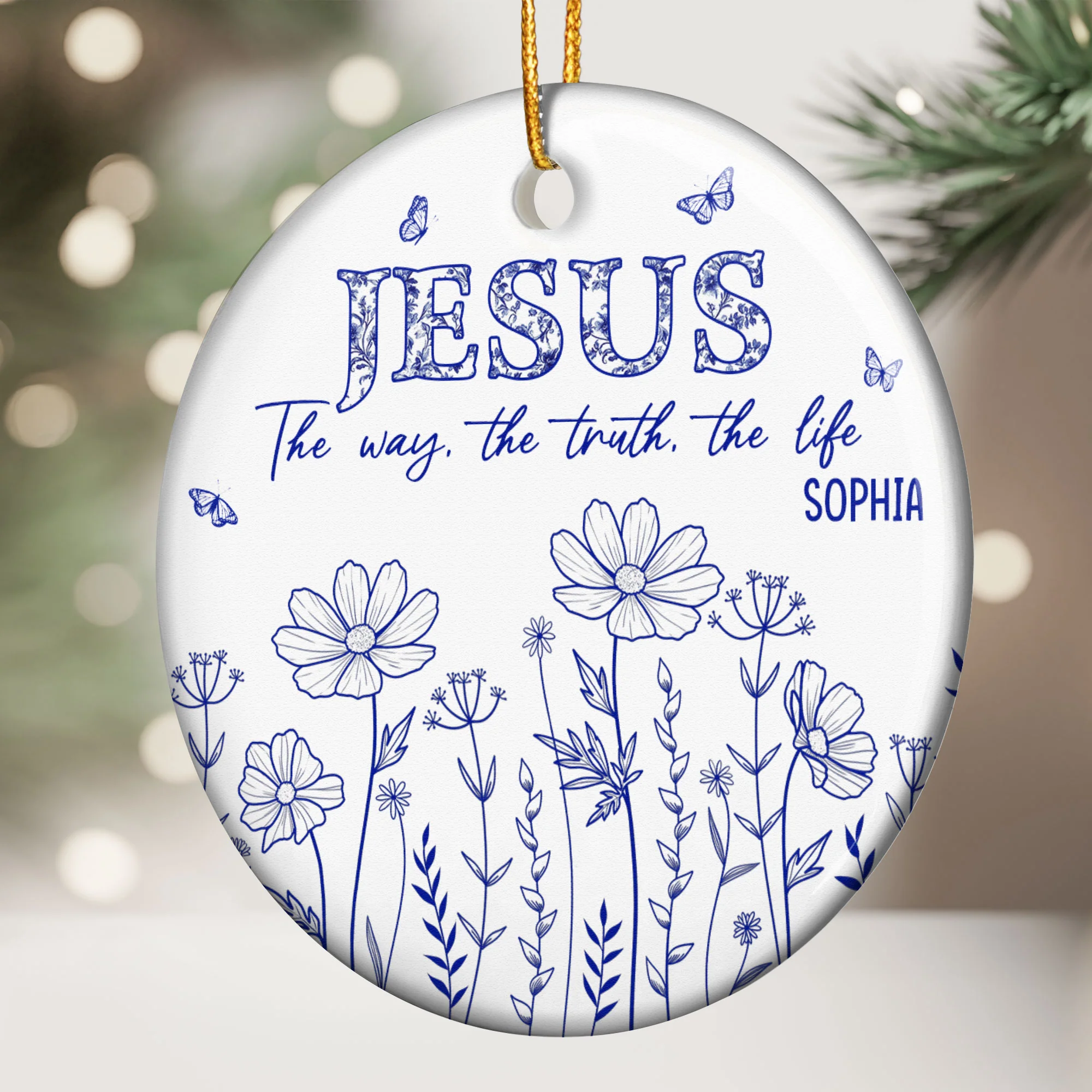 Jesus The Way, The Truth, The Life - Personalized Ceramic Ornament - Image 2