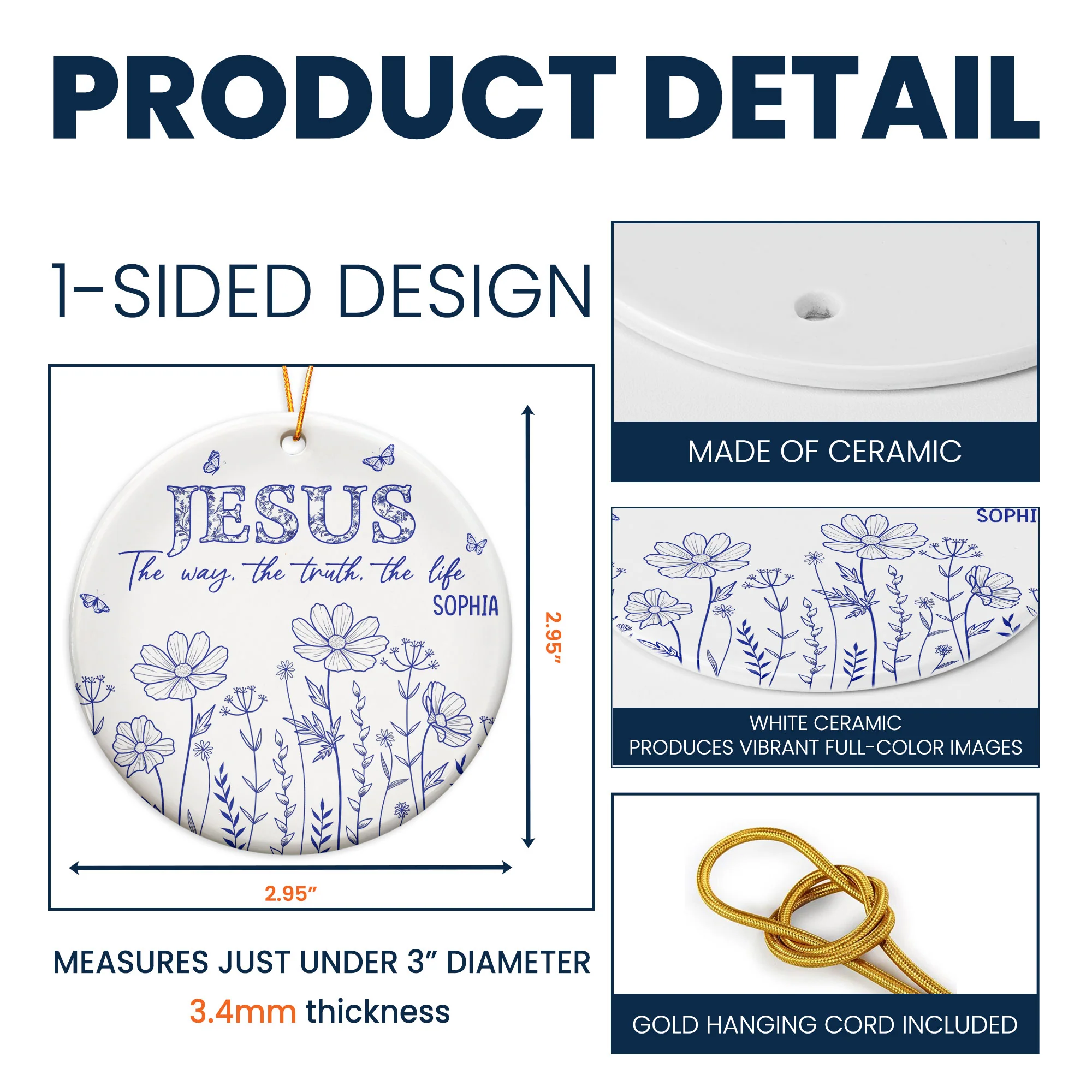 Jesus The Way, The Truth, The Life - Personalized Ceramic Ornament - Image 5