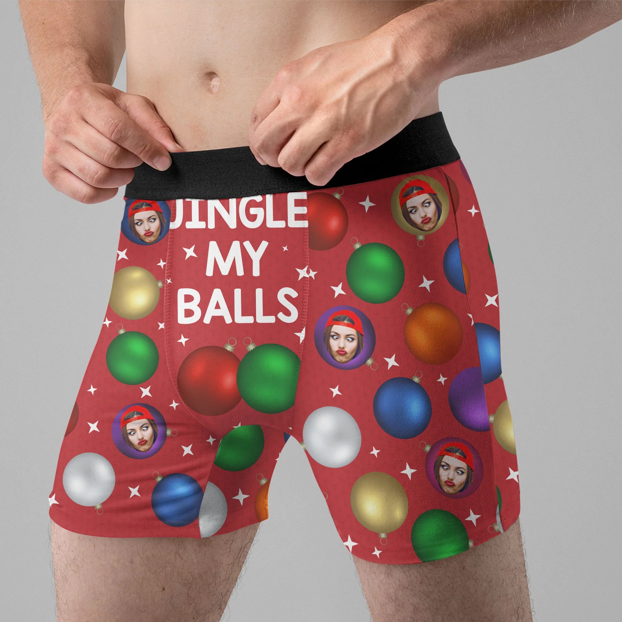Jingle My Balls Christmas Custom Face Funny - Personalized Photo Men's Boxer Briefs - Image 3