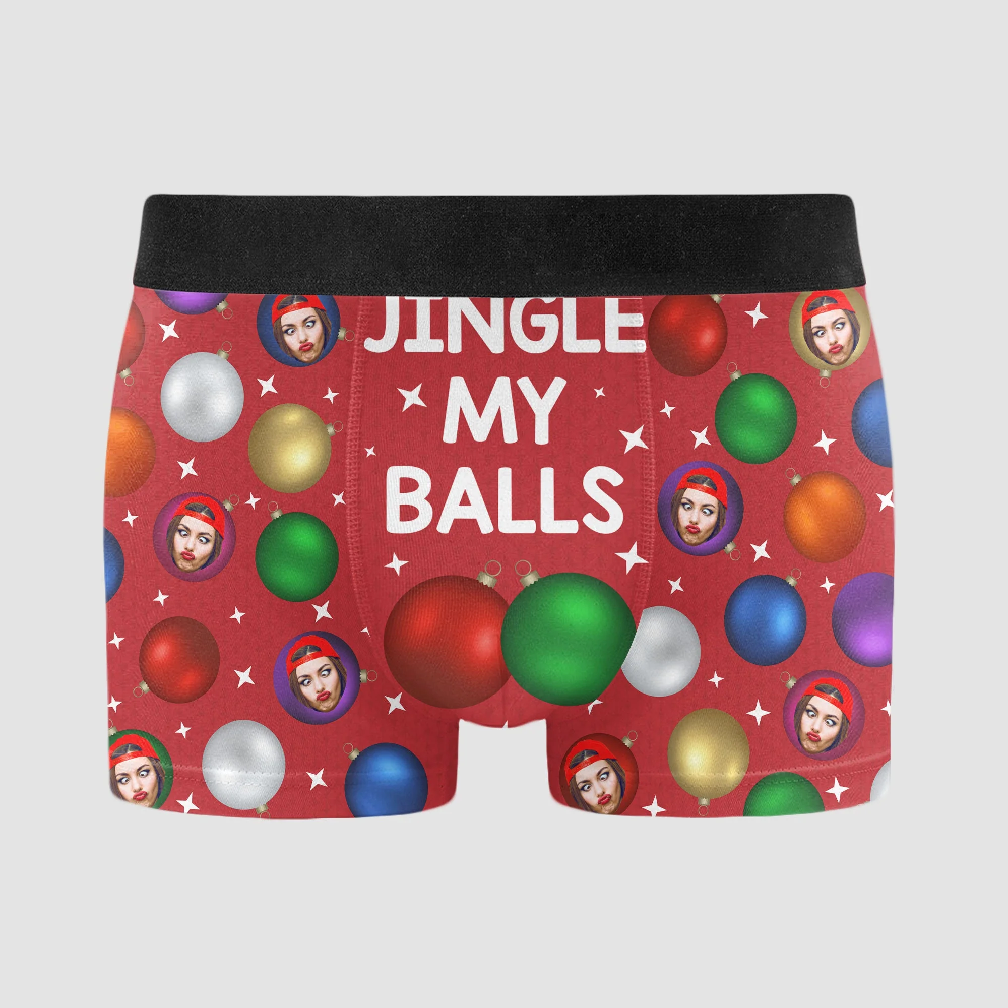 Jingle My Balls Christmas Custom Face Funny - Personalized Photo Men's Boxer Briefs - Image 4