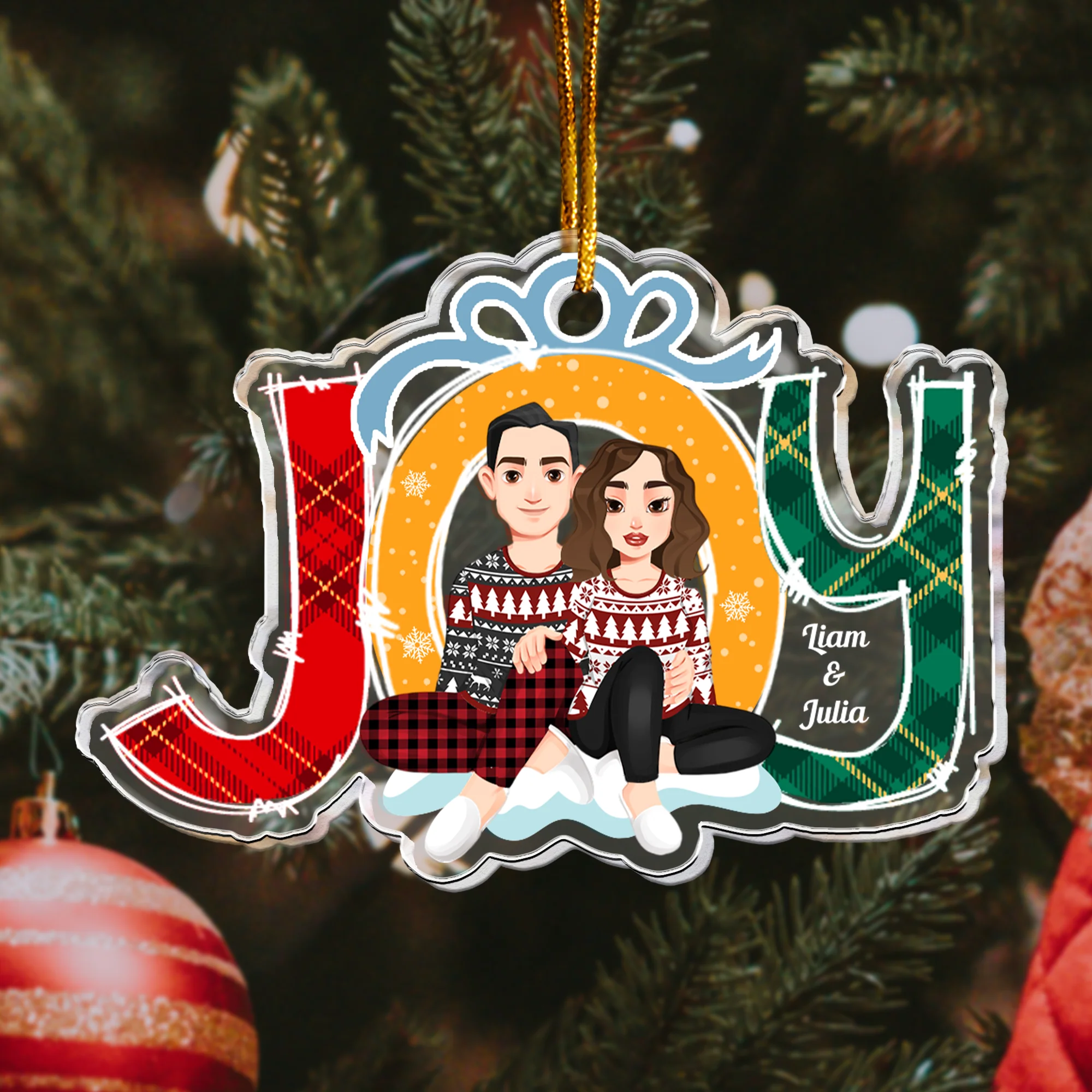 Joy Christmas - Personalized Acrylic Ornament - Image 2