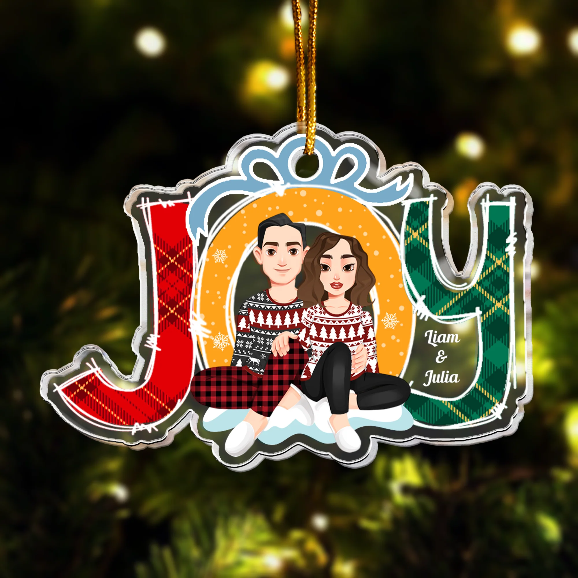 Joy Christmas - Personalized Acrylic Ornament - Image 3