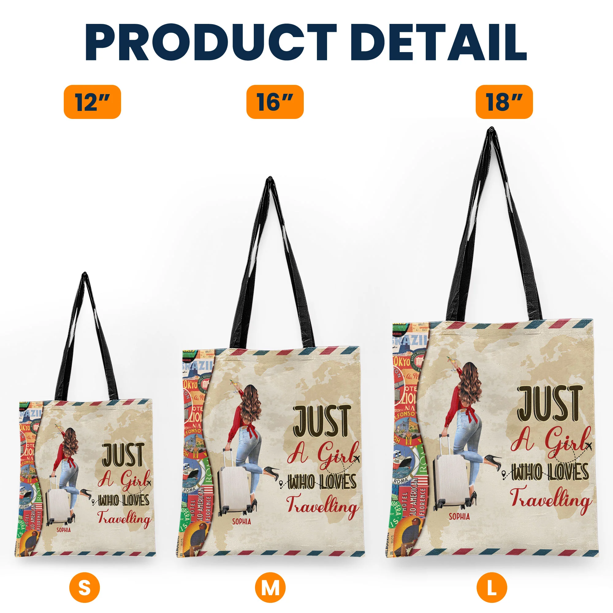 Just A Girl Who Loves Travelling - Personalized Tote Bag - Image 5
