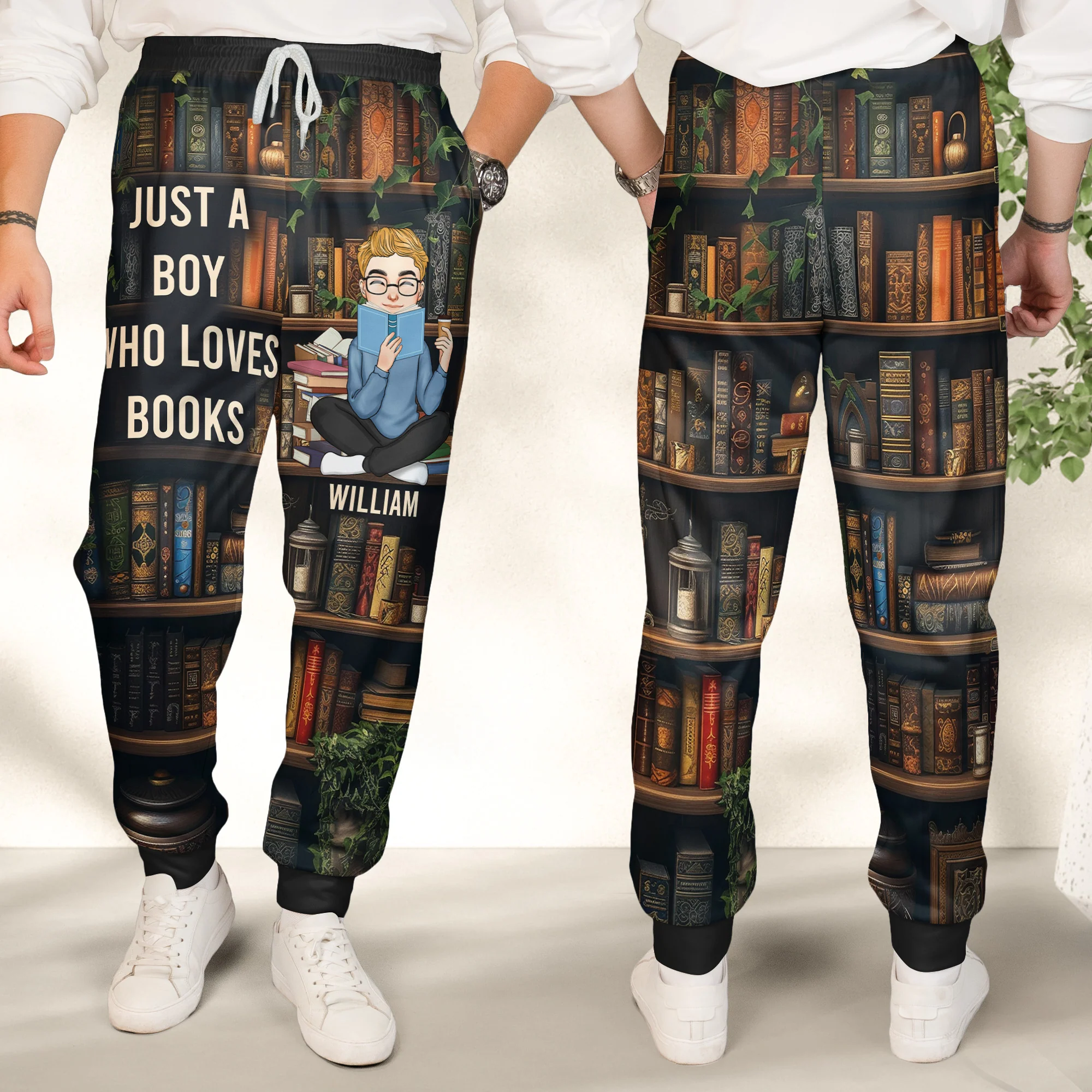 Just A Boy Who Loves Books - Personalized Sweatpants - Image 2