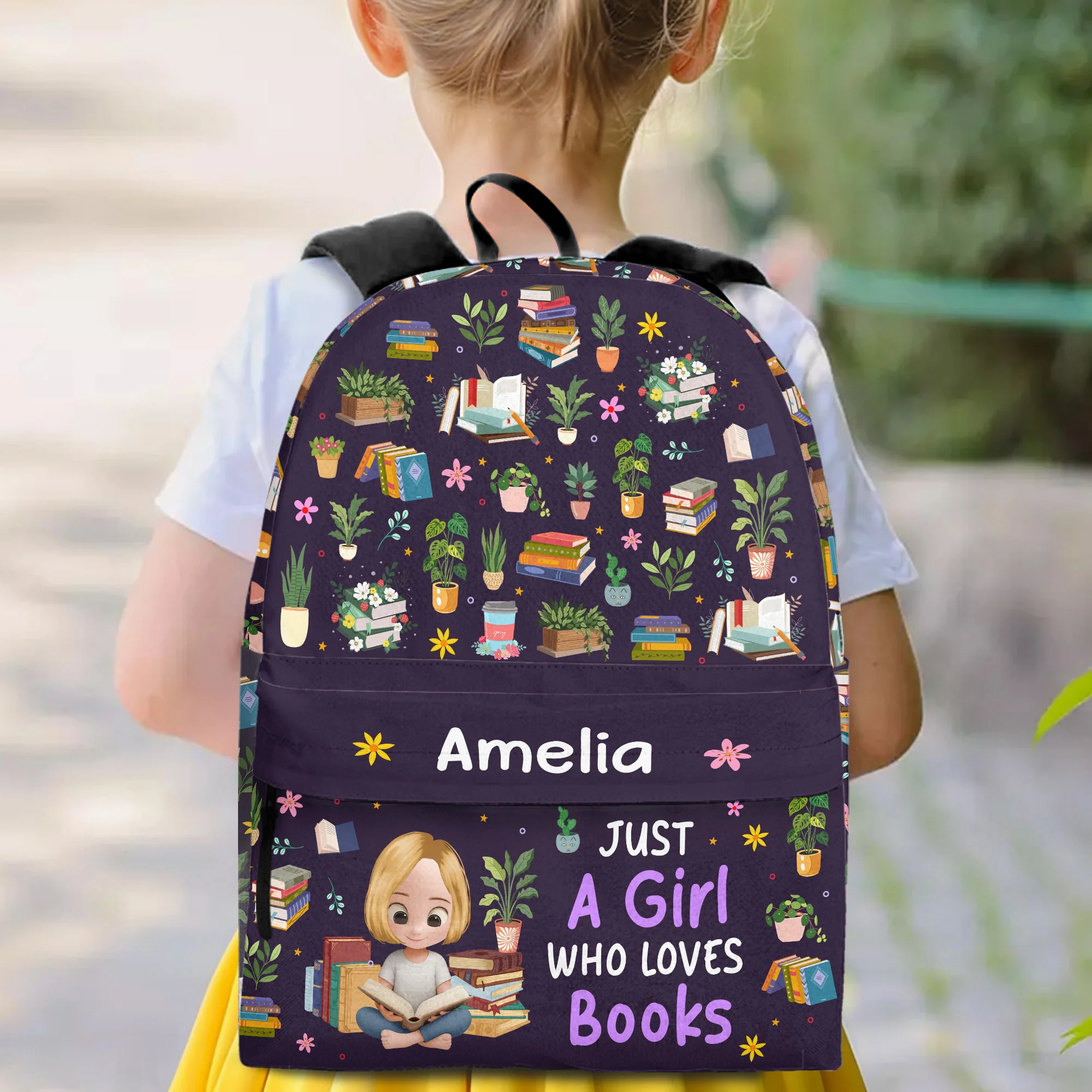 Just A Girl, Boy Who Loves Books - Personalized Backpack - Image 2