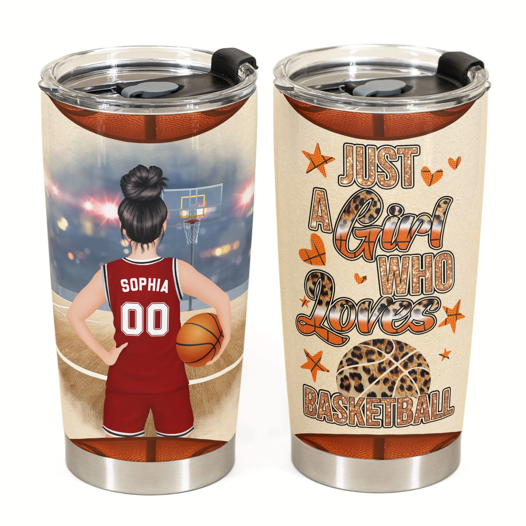 Just A Girl Who Loves Basketball - Personalized Tumbler Cup - Birthday Gift For Basketball Girl - Image 3