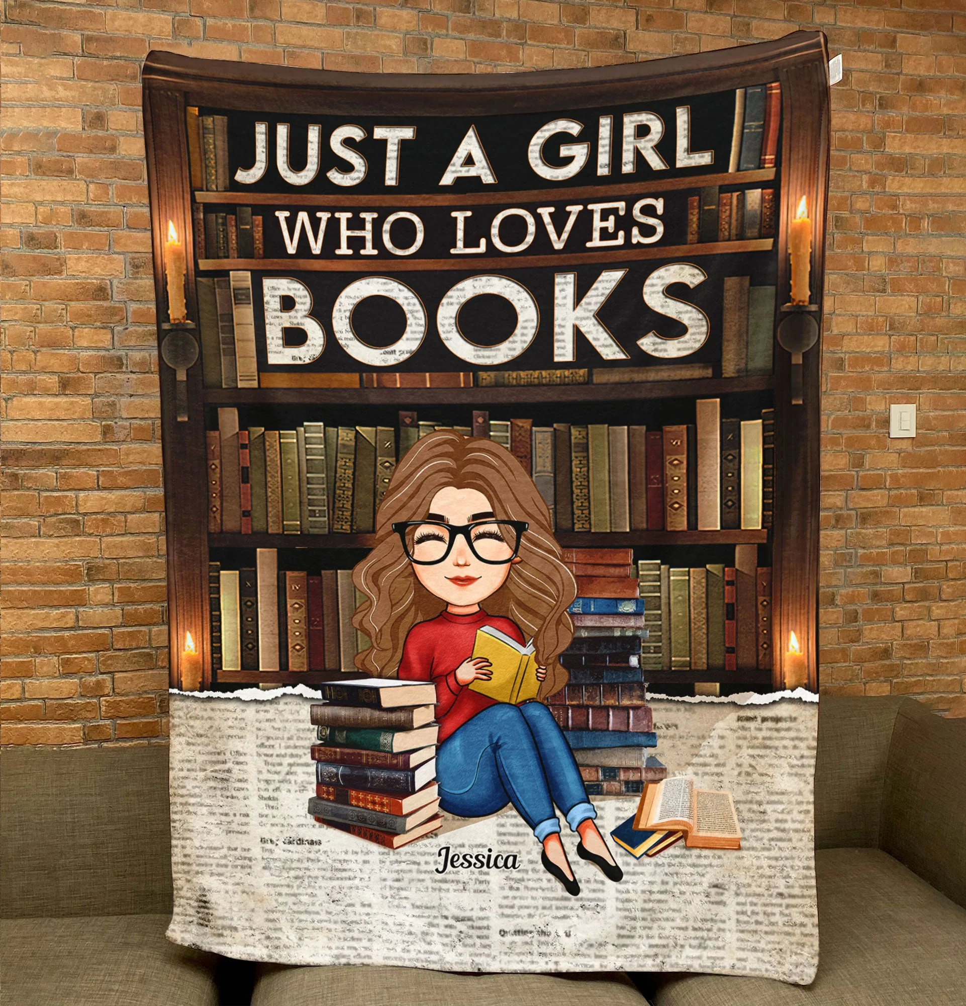 Just A Girl Who Loves Book - Personalized Blanket - Image 2