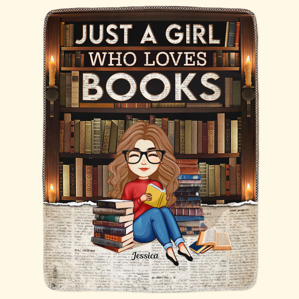 Just A Girl Who Loves Book - Personalized Blanket - Image 4