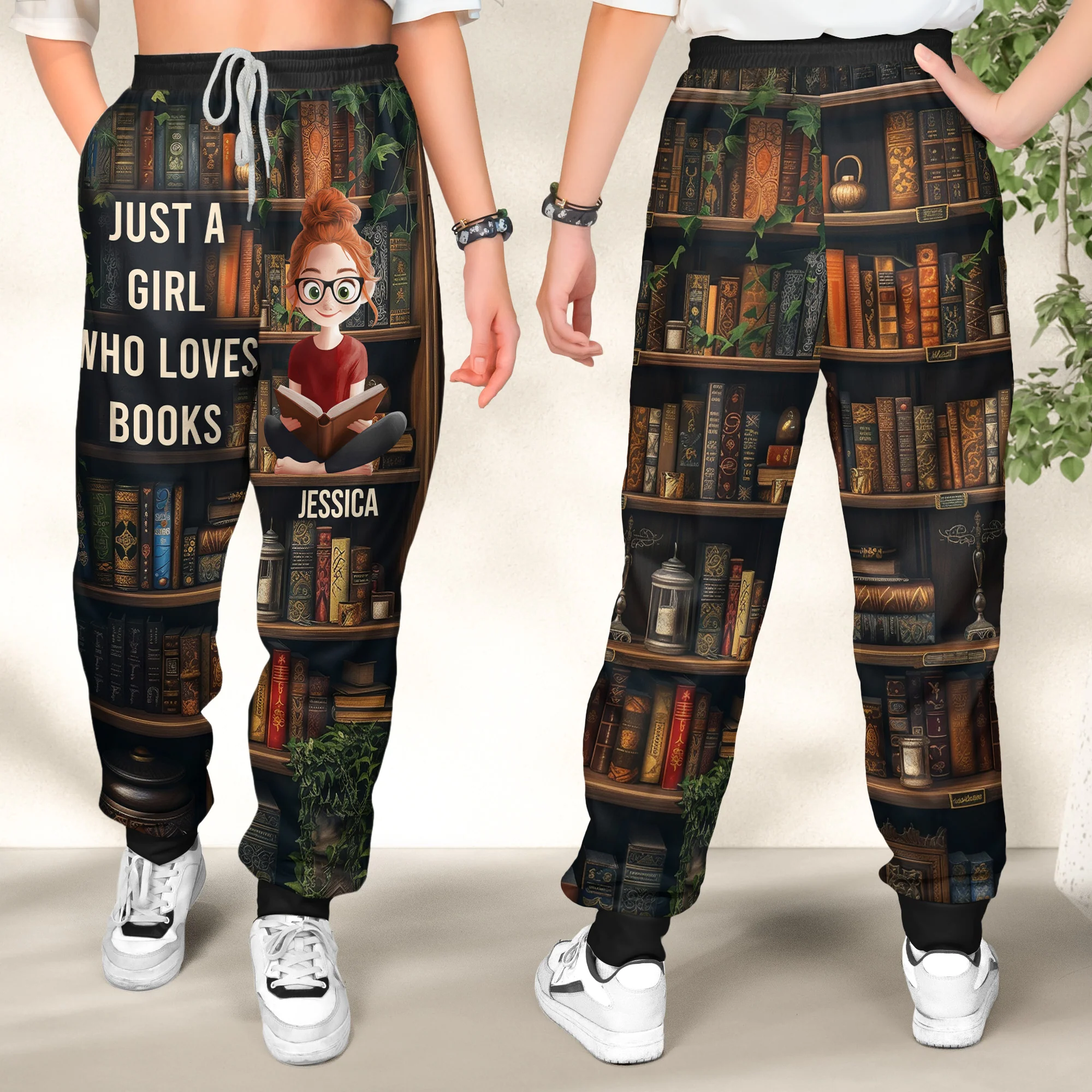 Just A Girl Who Loves Books - 3D Style - Personalized Sweatpants - Image 2