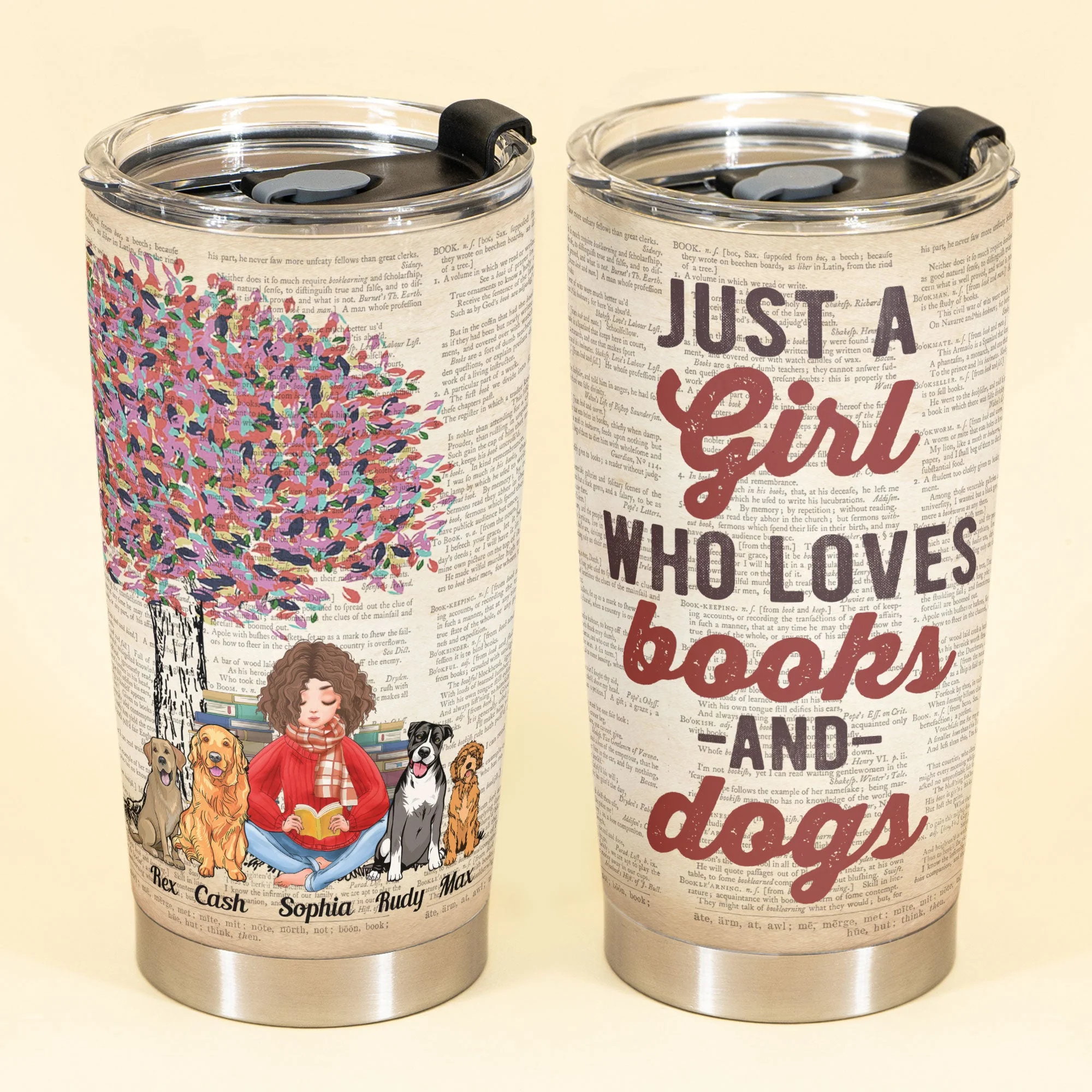 Just A Girl Who Loves Books And Dogs - Personalized Tumbler Cup - Image 2