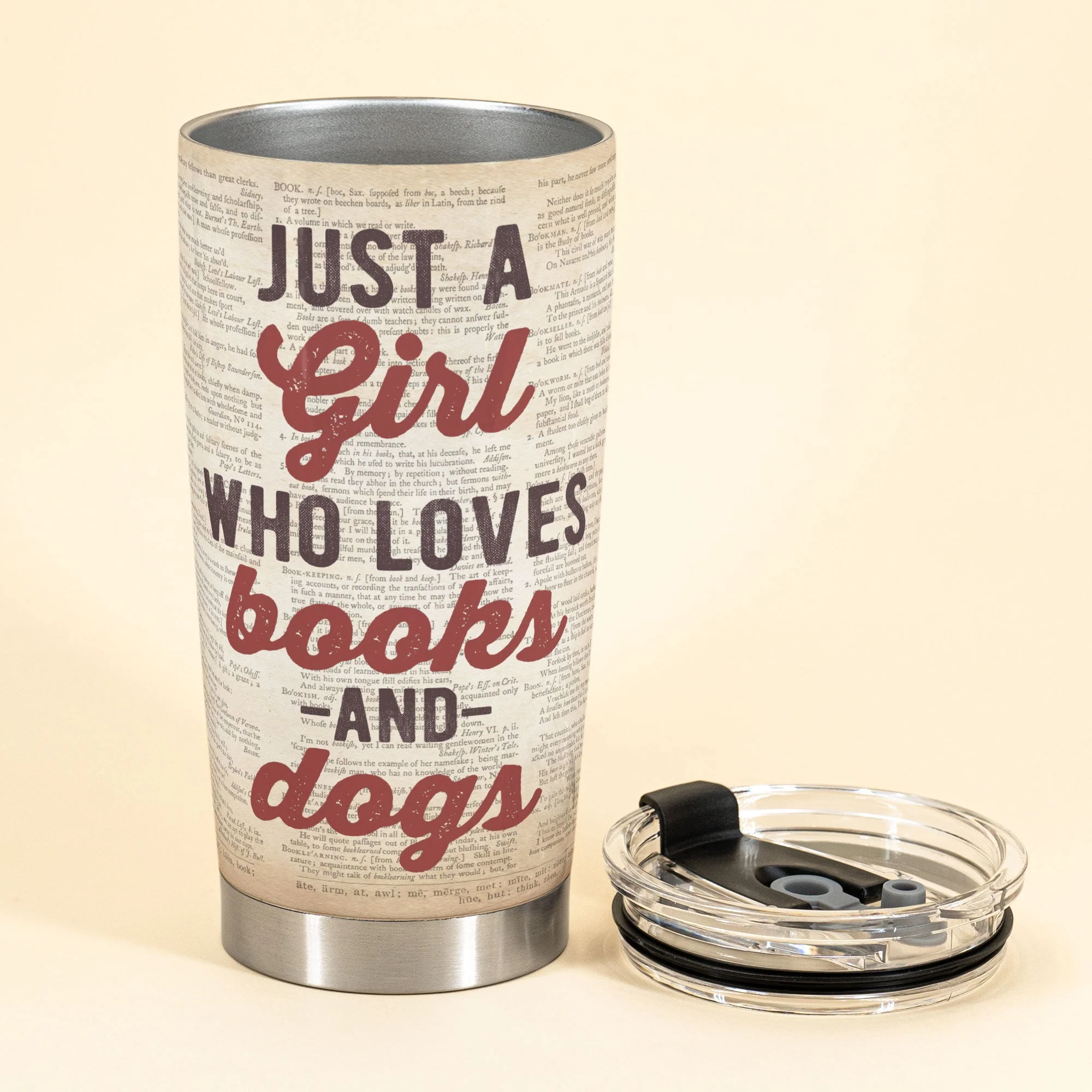 Just A Girl Who Loves Books And Dogs - Personalized Tumbler Cup - Image 3