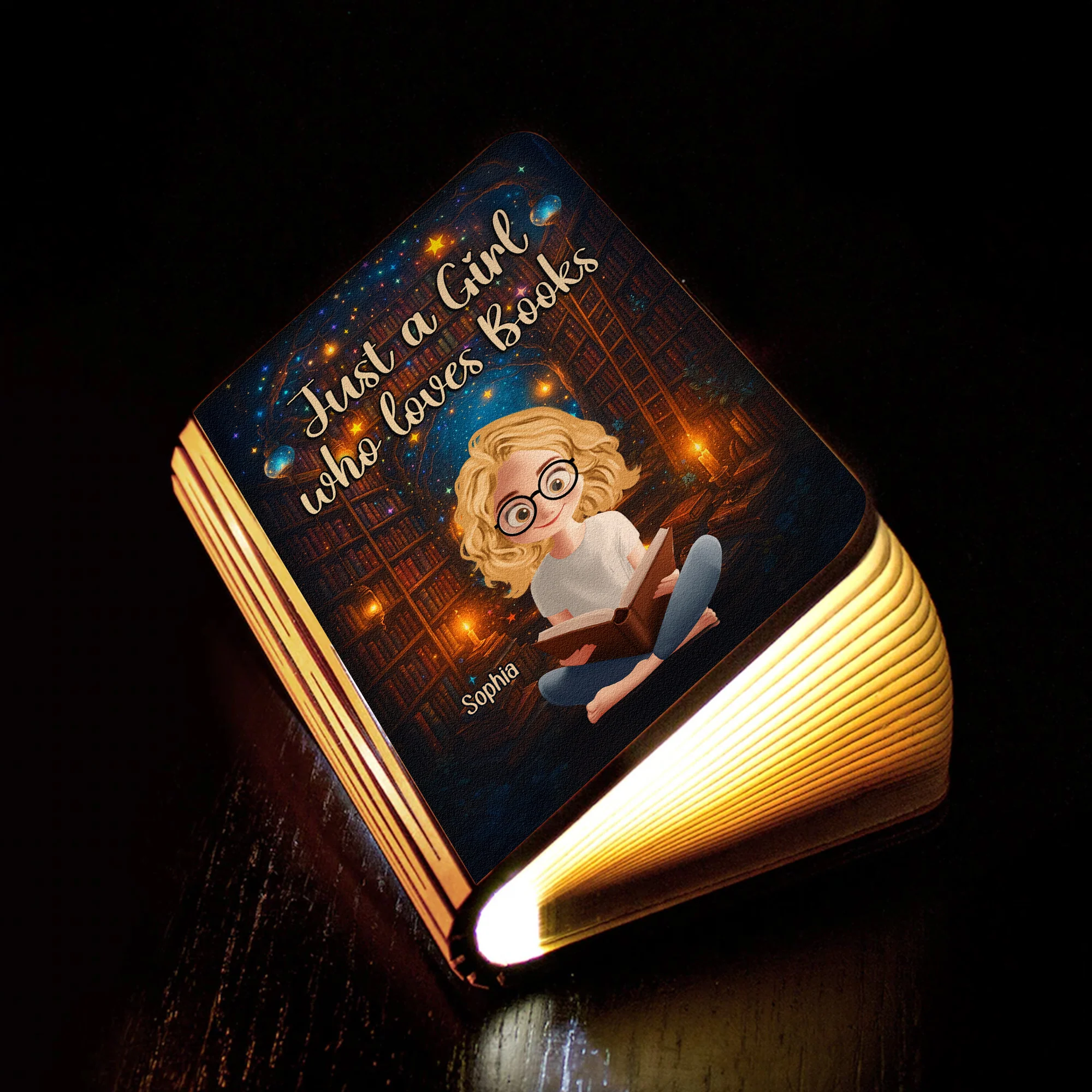 Just A Girl Who Loves Books - Fantasy Bookshelf - Personalized Book Lamp - Image 3