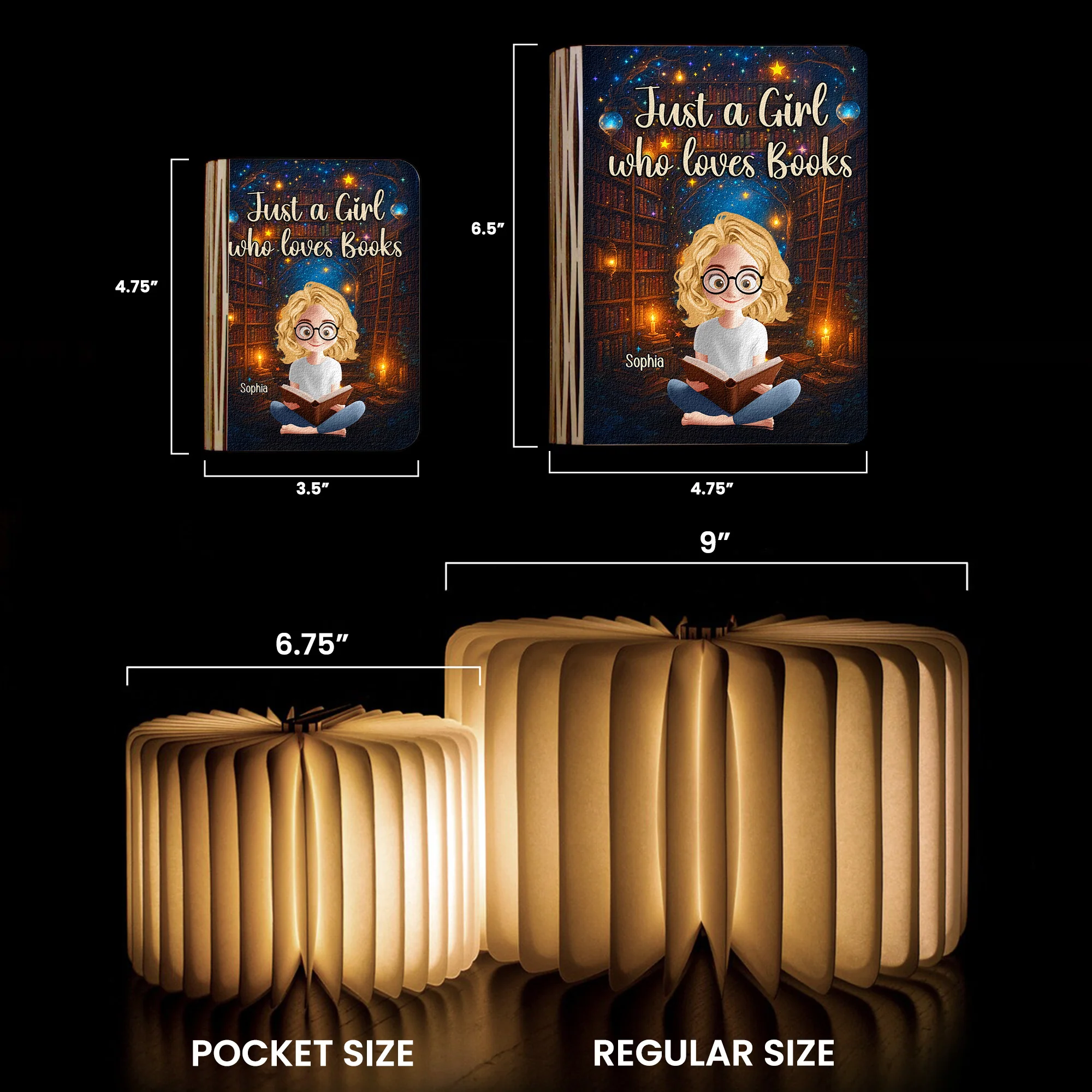 Just A Girl Who Loves Books - Fantasy Bookshelf - Personalized Book Lamp - Image 9