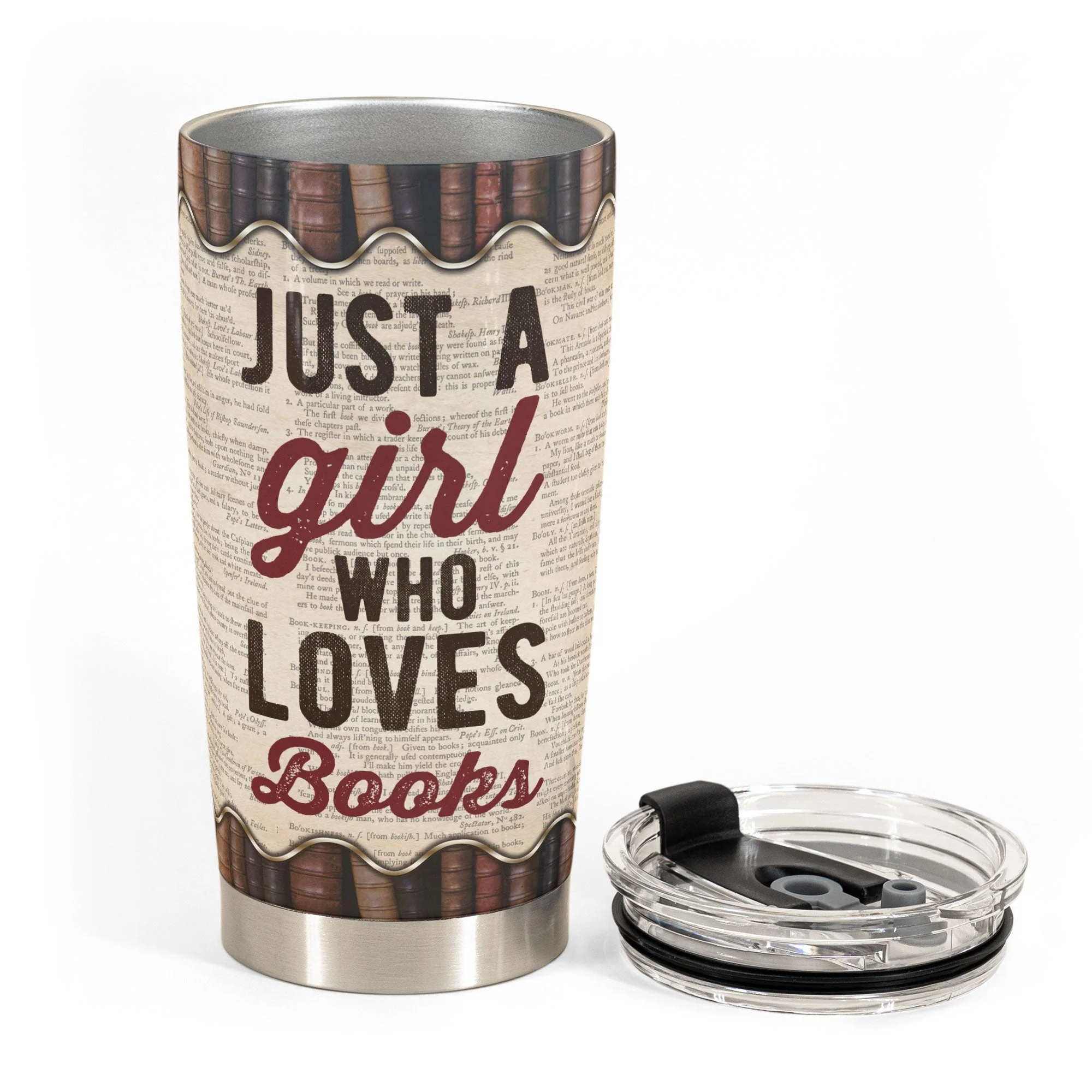 Just A Girl Who Loves Books - Girl Illustration - Personalized Tumbler - Birthday Gift For Book Lover, Bookworms - Image 3