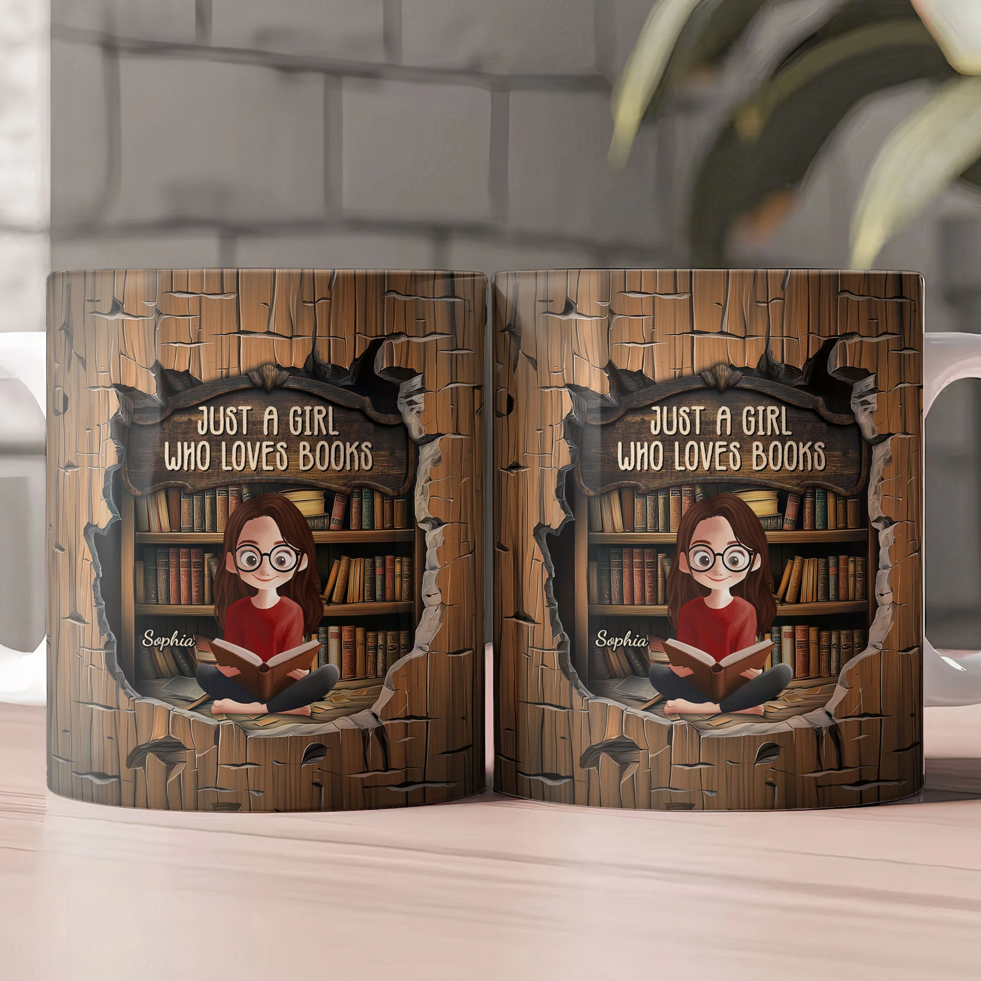 Just A Girl Who Loves Books - New Version - Personalized Mug - Image 2