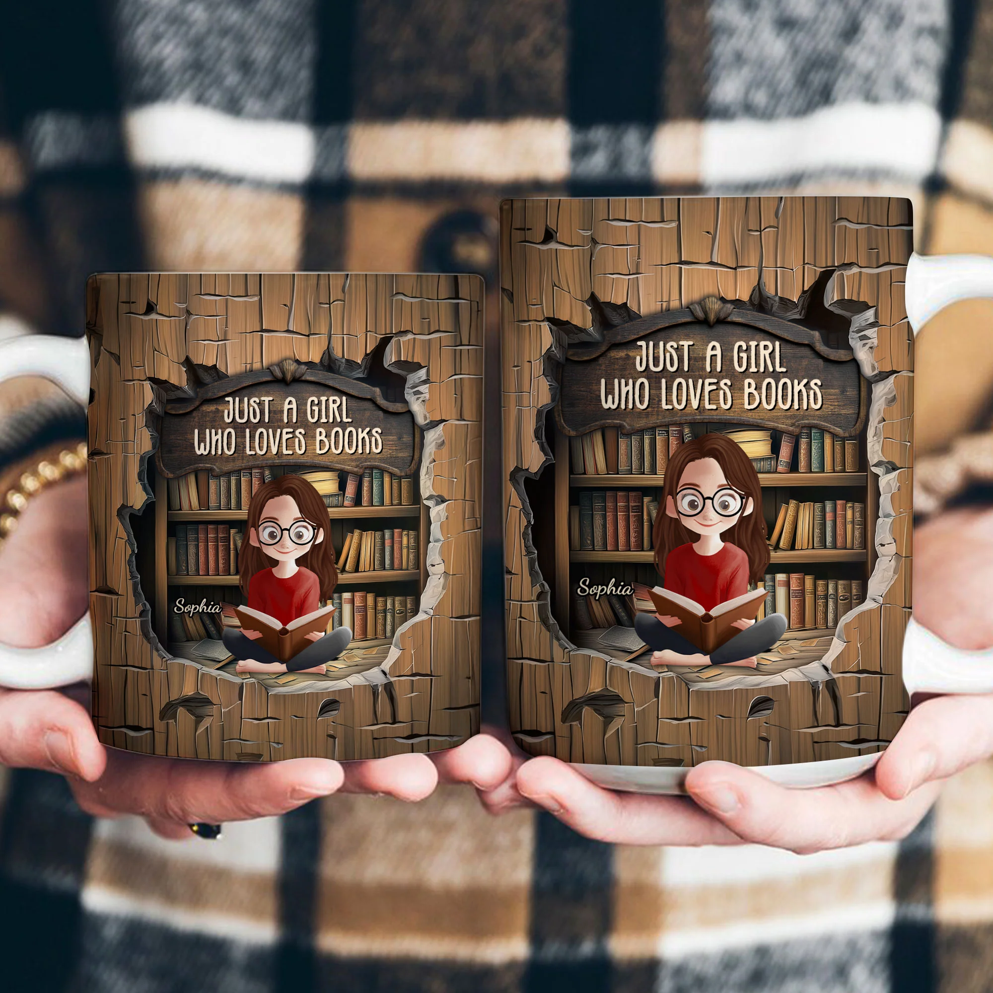 Just A Girl Who Loves Books - New Version - Personalized Mug - Image 4