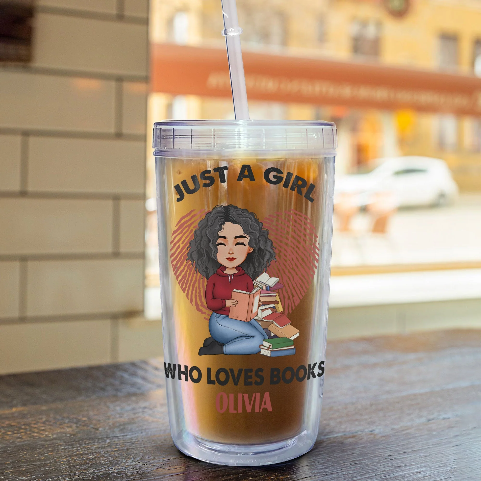Just A Girl Who Loves Books  - Personalized Acrylic Tumbler With Straw - Image 6