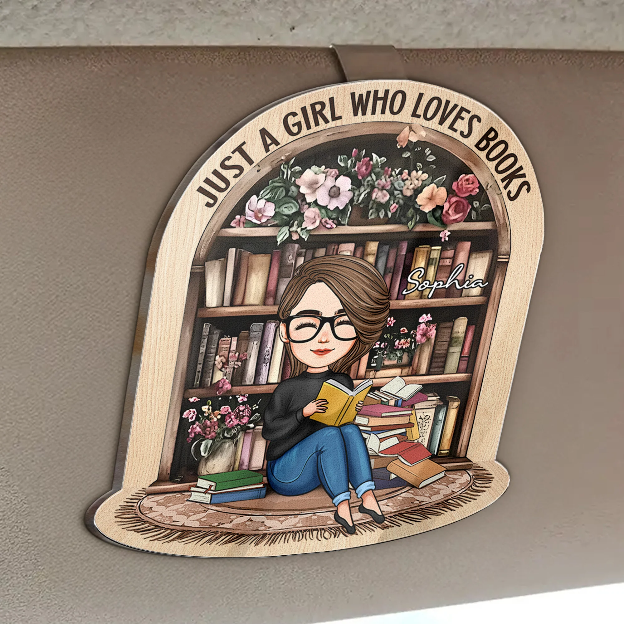 Just A Girl Who Loves Books - Personalized Acrylic Visor Clip - Image 2