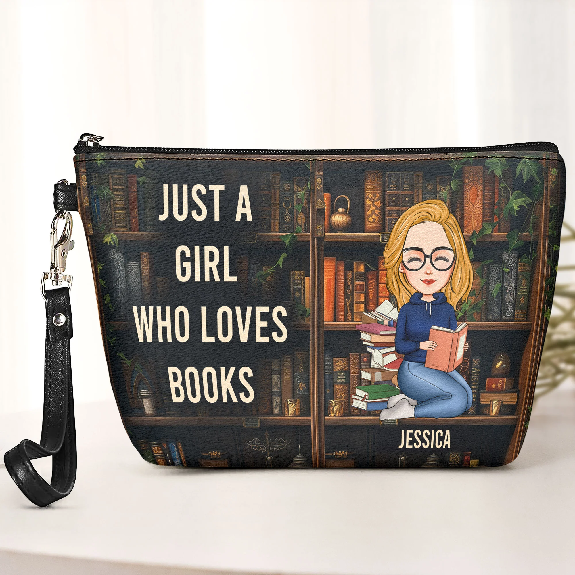 Just A Girl Who Loves Books - Personalized Cosmetic Bag - Image 2
