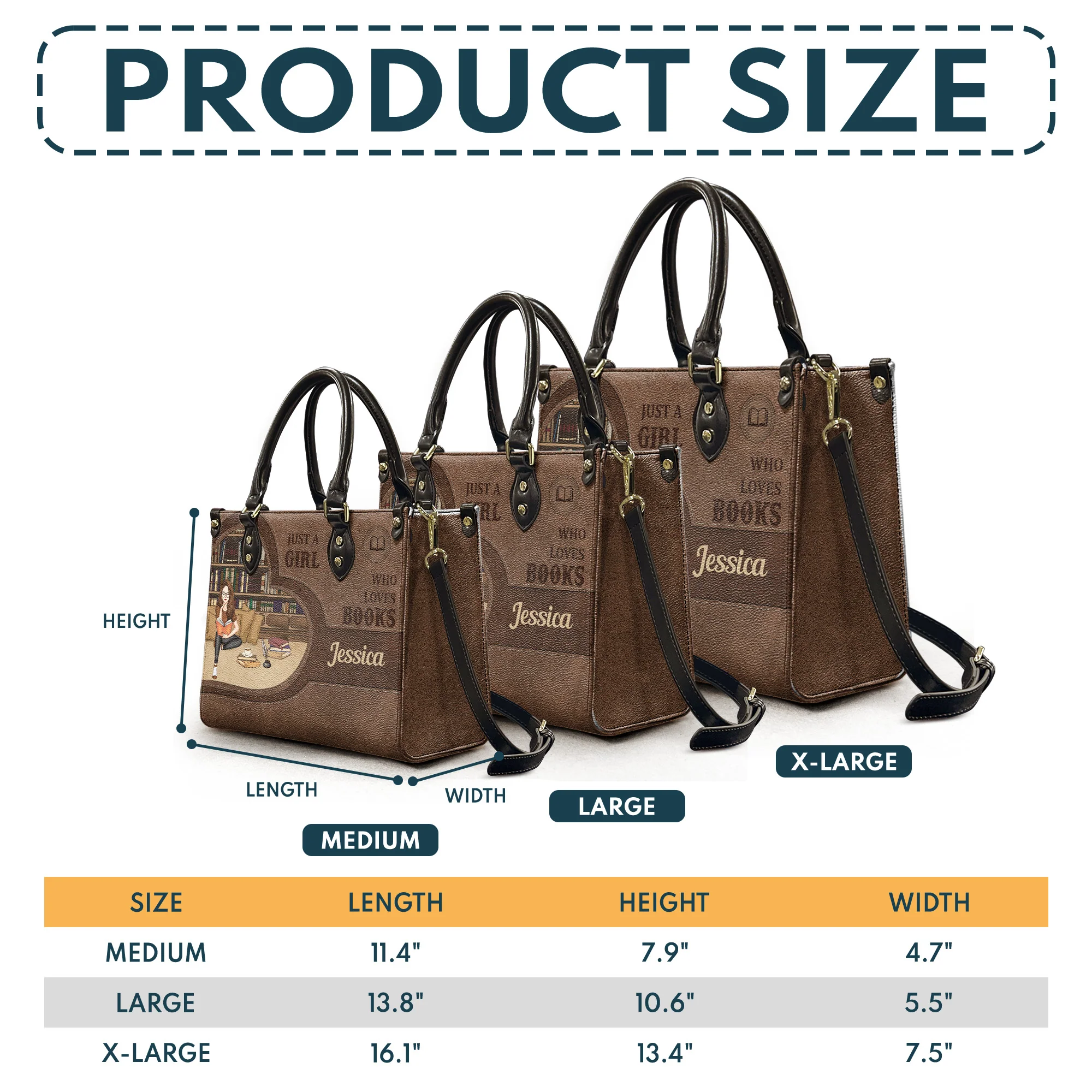 Just A Girl Who Loves Books - Personalized Leather Bag - Image 5