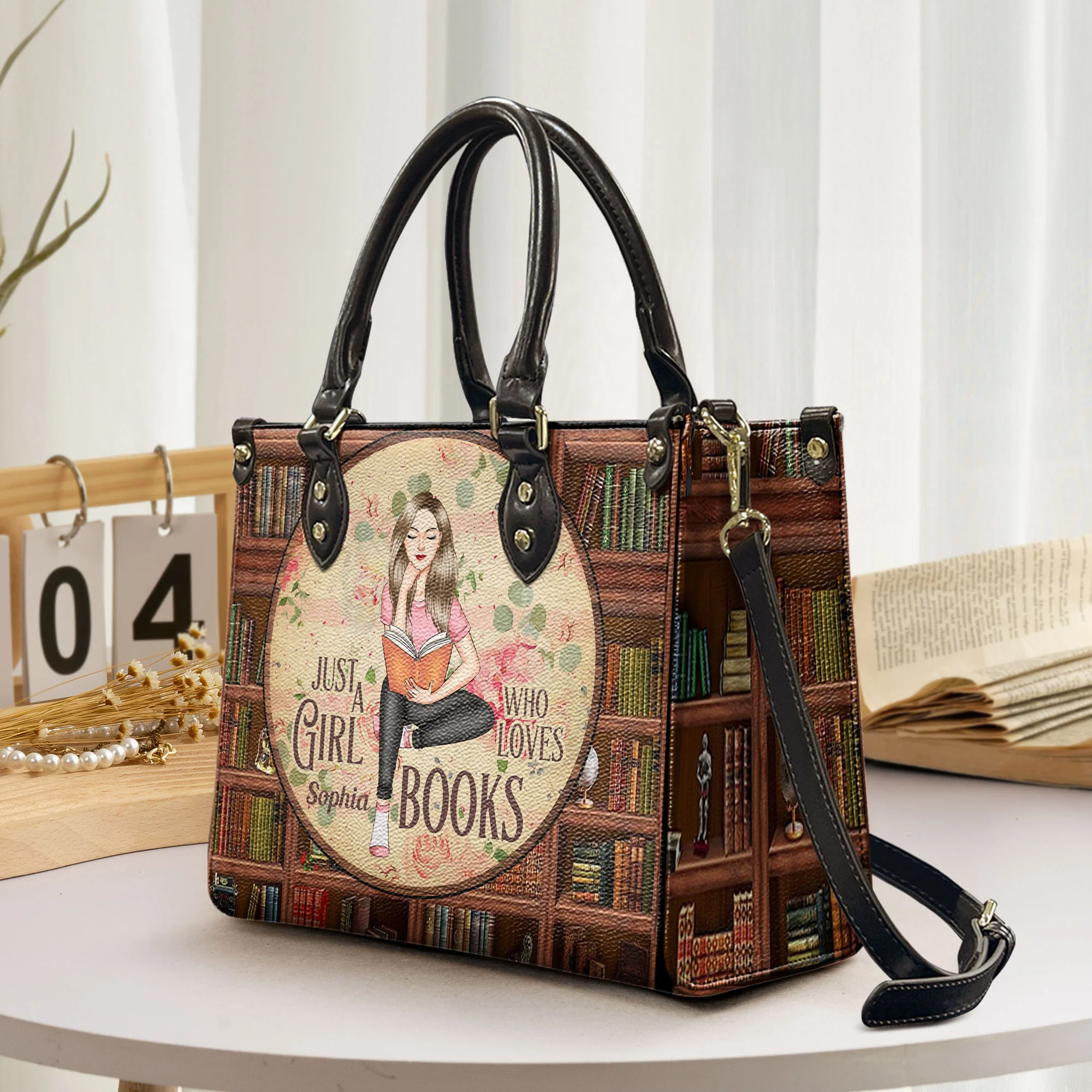 Just A Girl Who Loves Books - Personalized Leather Bag - Image 2