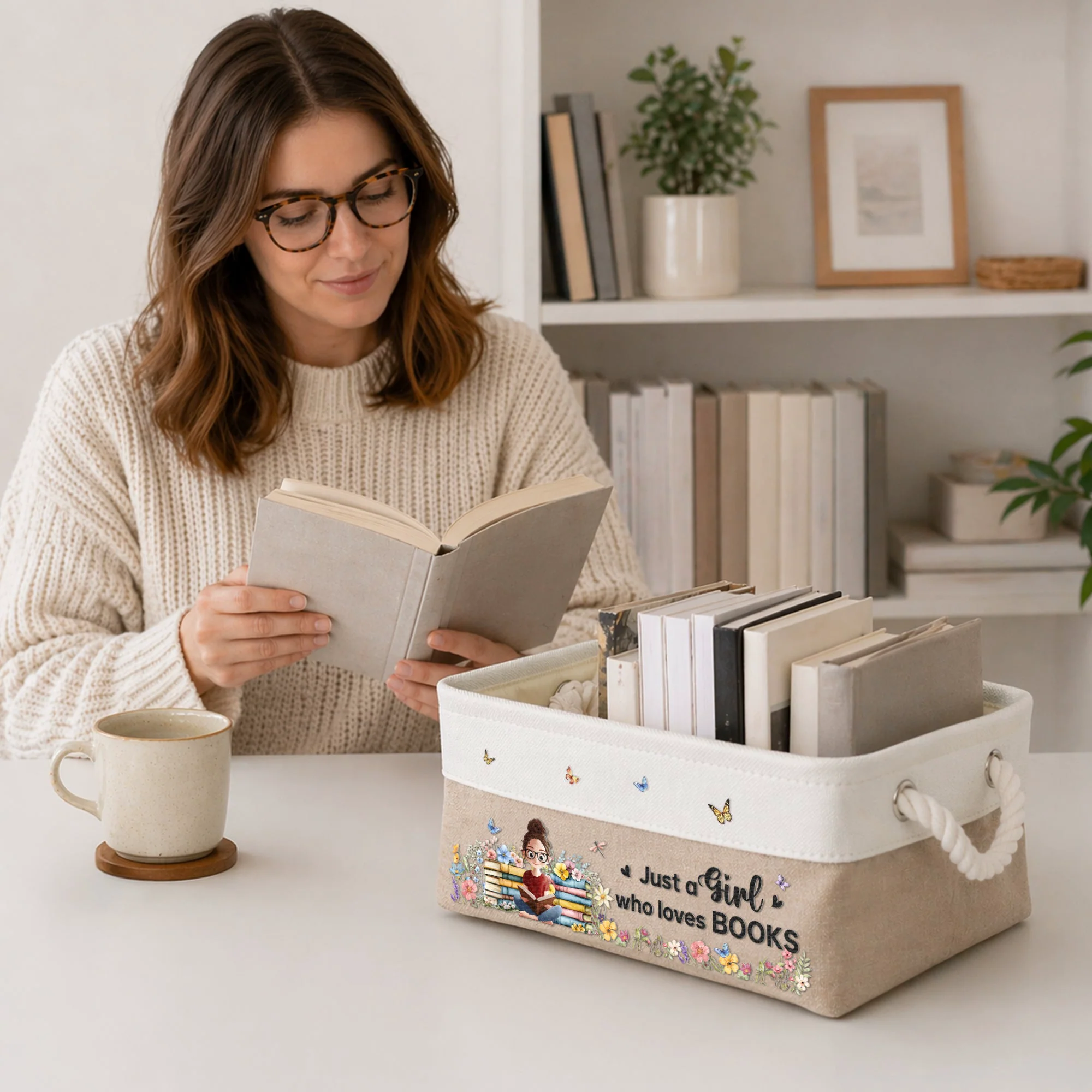 Just A Girl Who Loves Books - Personalized Storage Basket - Image 4