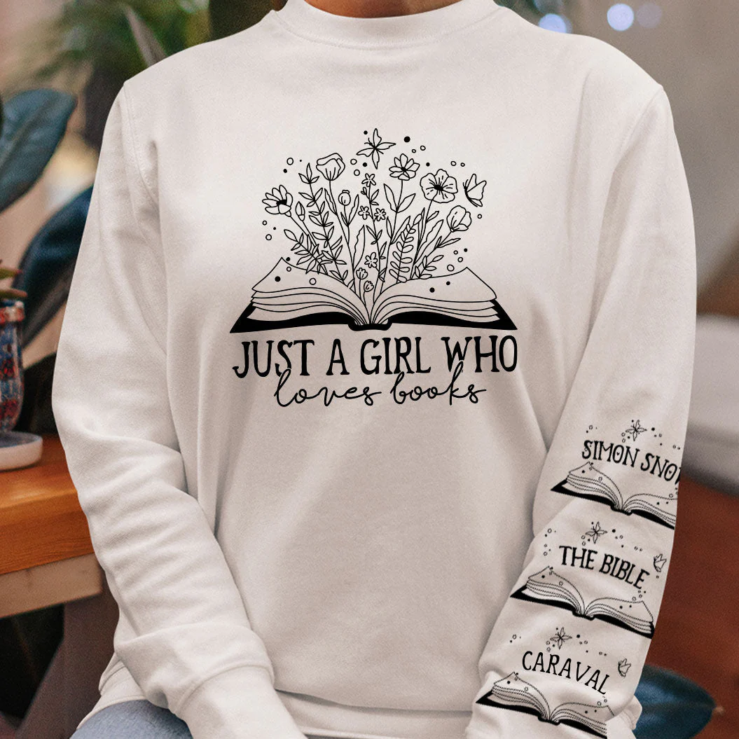 Just A Girl Who Loves Books - Personalized Sweatshirt - Image 4
