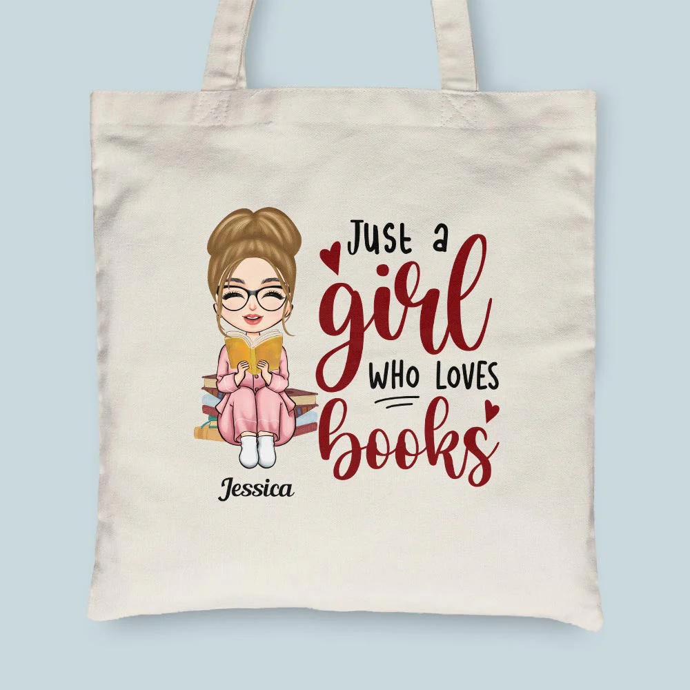 Just A Girl Who Loves Books  - Personalized Tote Bag - Image 4