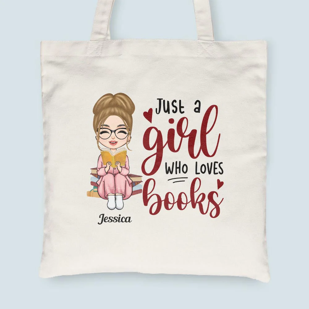 Just A Girl Who Loves Books  - Personalized Tote Bag - Image 5