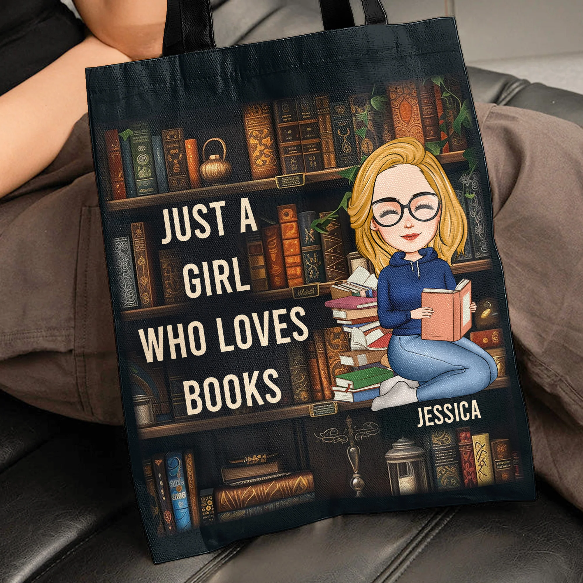 Just A Girl Who Loves Books - Personalized Tote Bag - Image 3