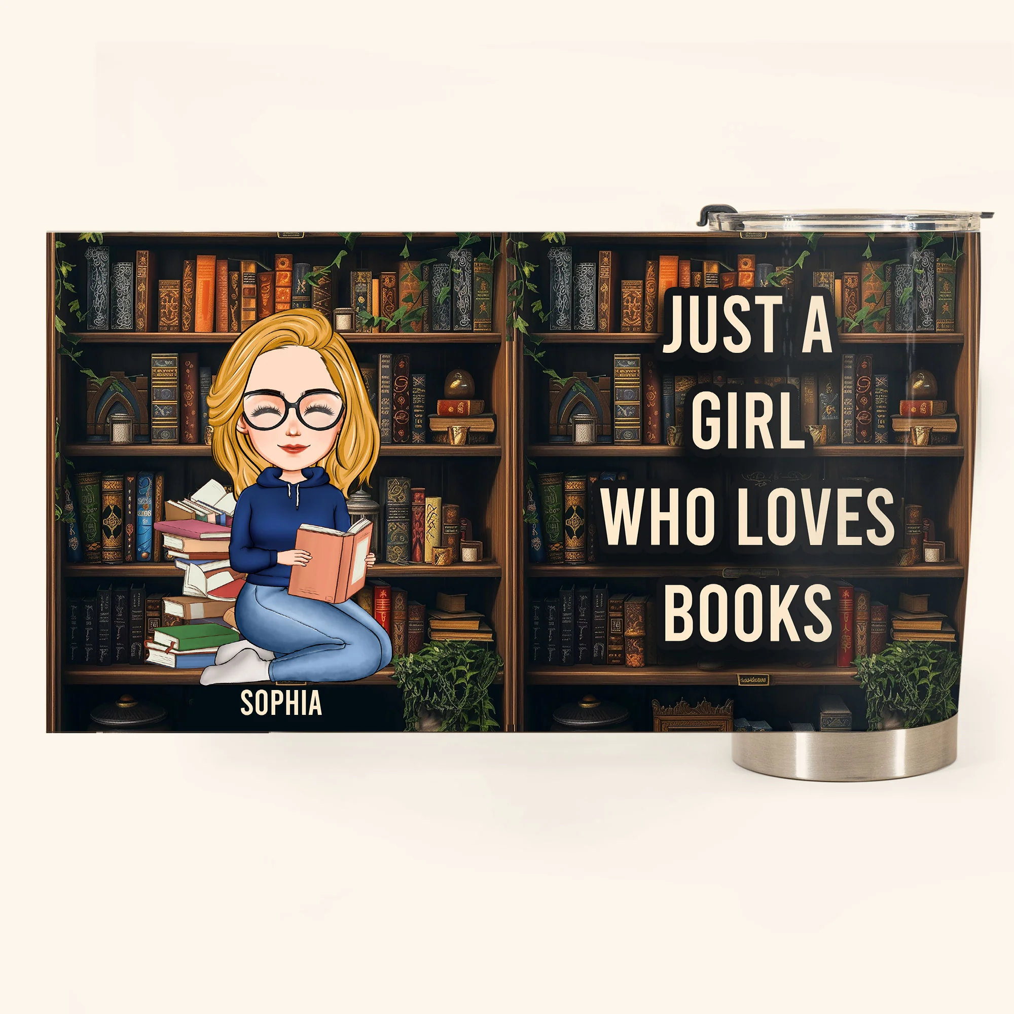 Just A Girl Who Loves Books - Personalized Tumbler Cup - Image 4