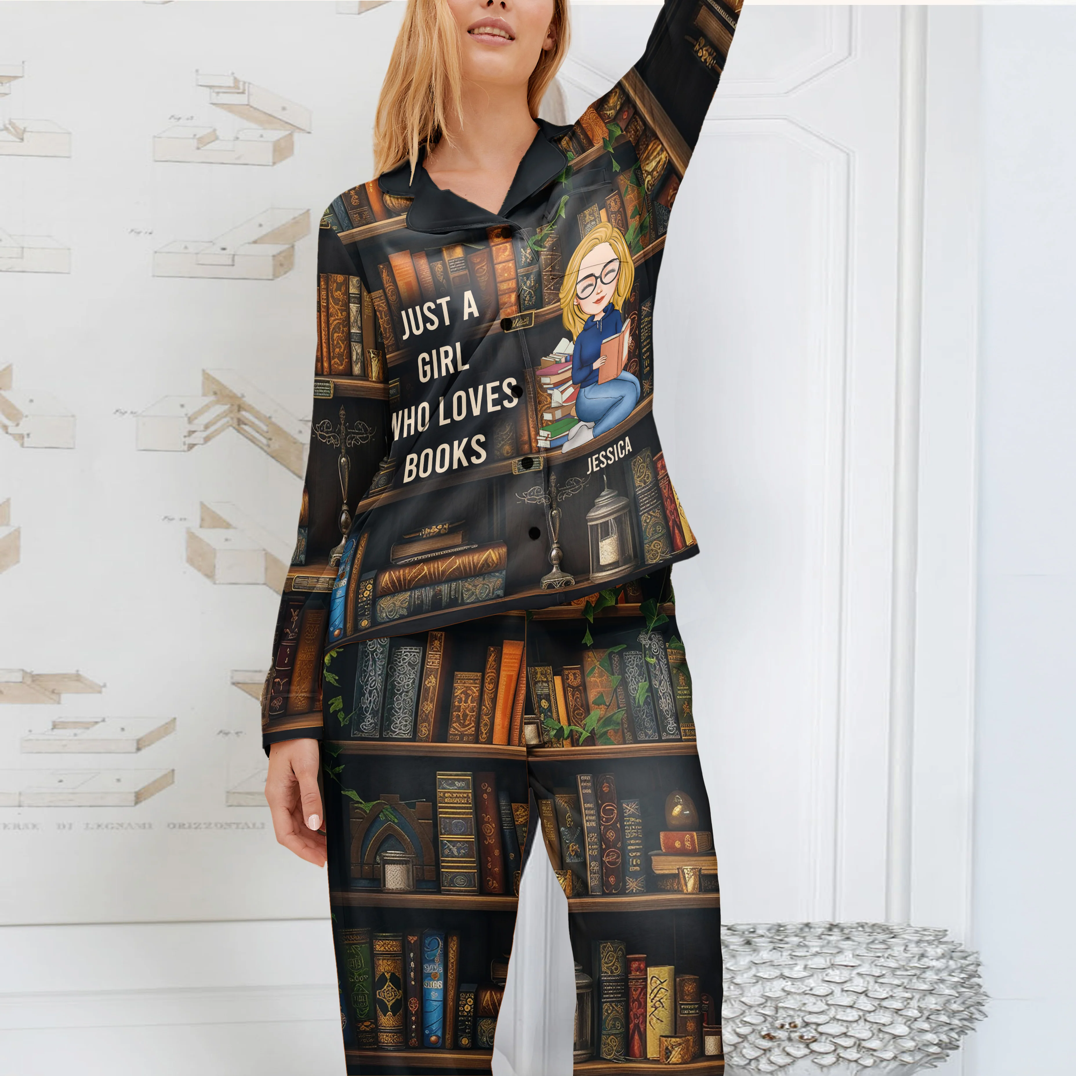 Just A Girl Who Loves Books - Personalized Women's Pajamas Set - Image 2