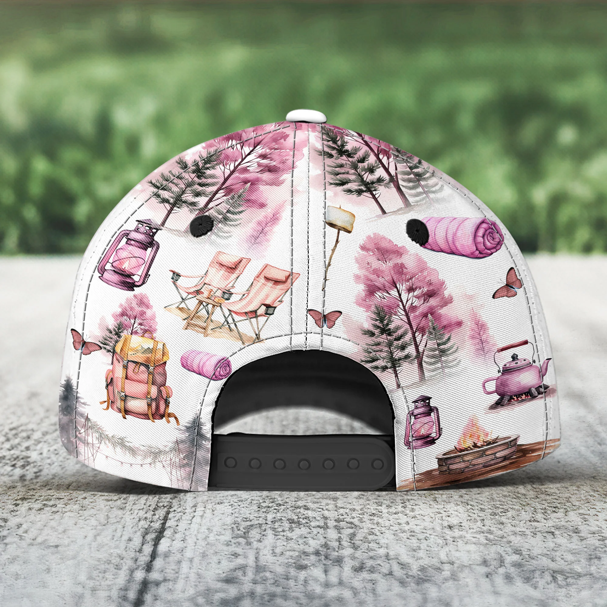 Just A Girl Who Loves Camping Camping Queen Coquette Ver - Personalized Classic Cap - Image 3