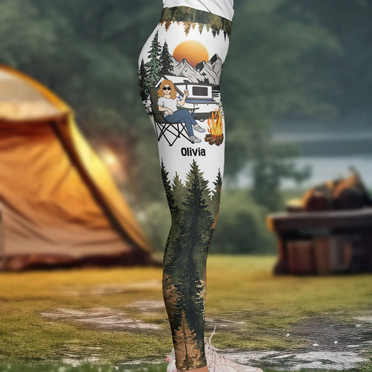 Just A Girl Who Loves Camping - Personalized Leggings - Image 3