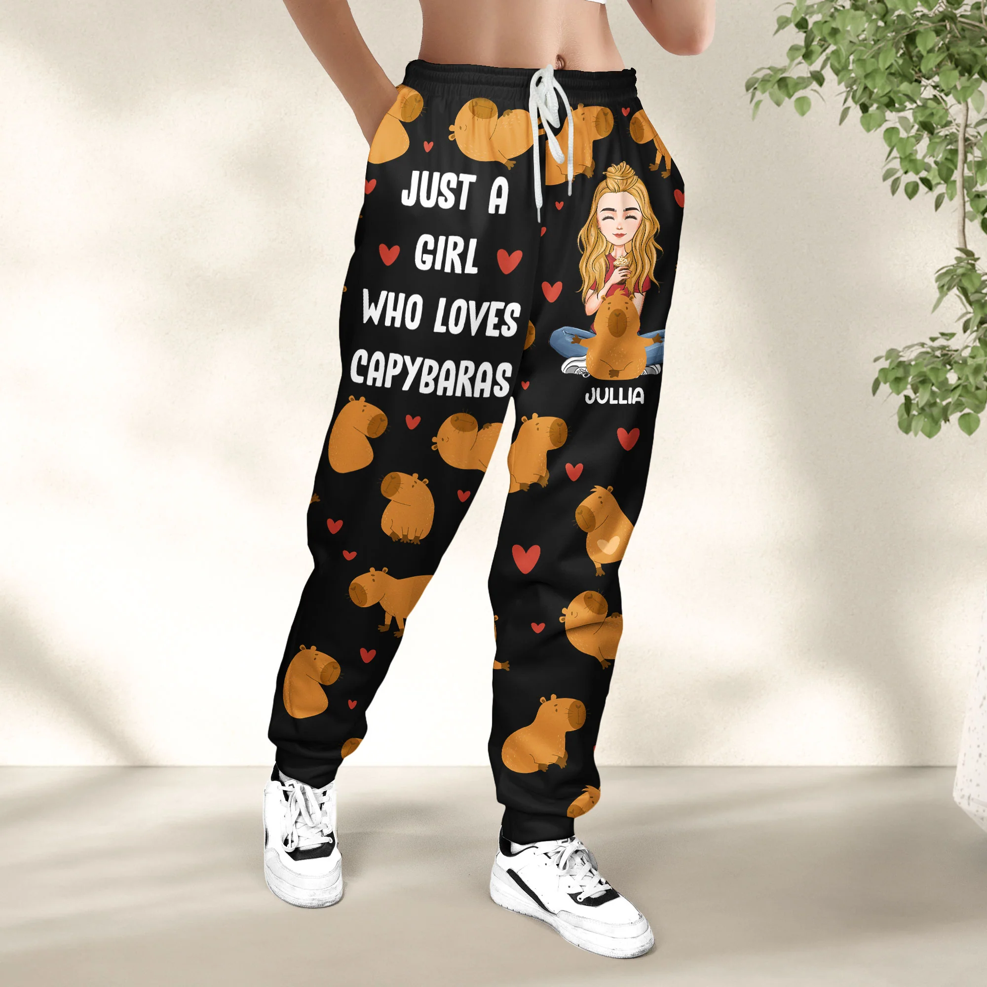 Just A Girl Who Loves Capybaras - Personalized Sweatpants - Image 3