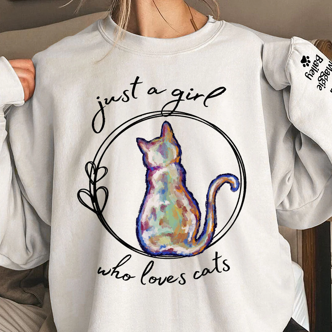Just A Girl Who Loves Cats - Personalized Sweatshirt - Image 2