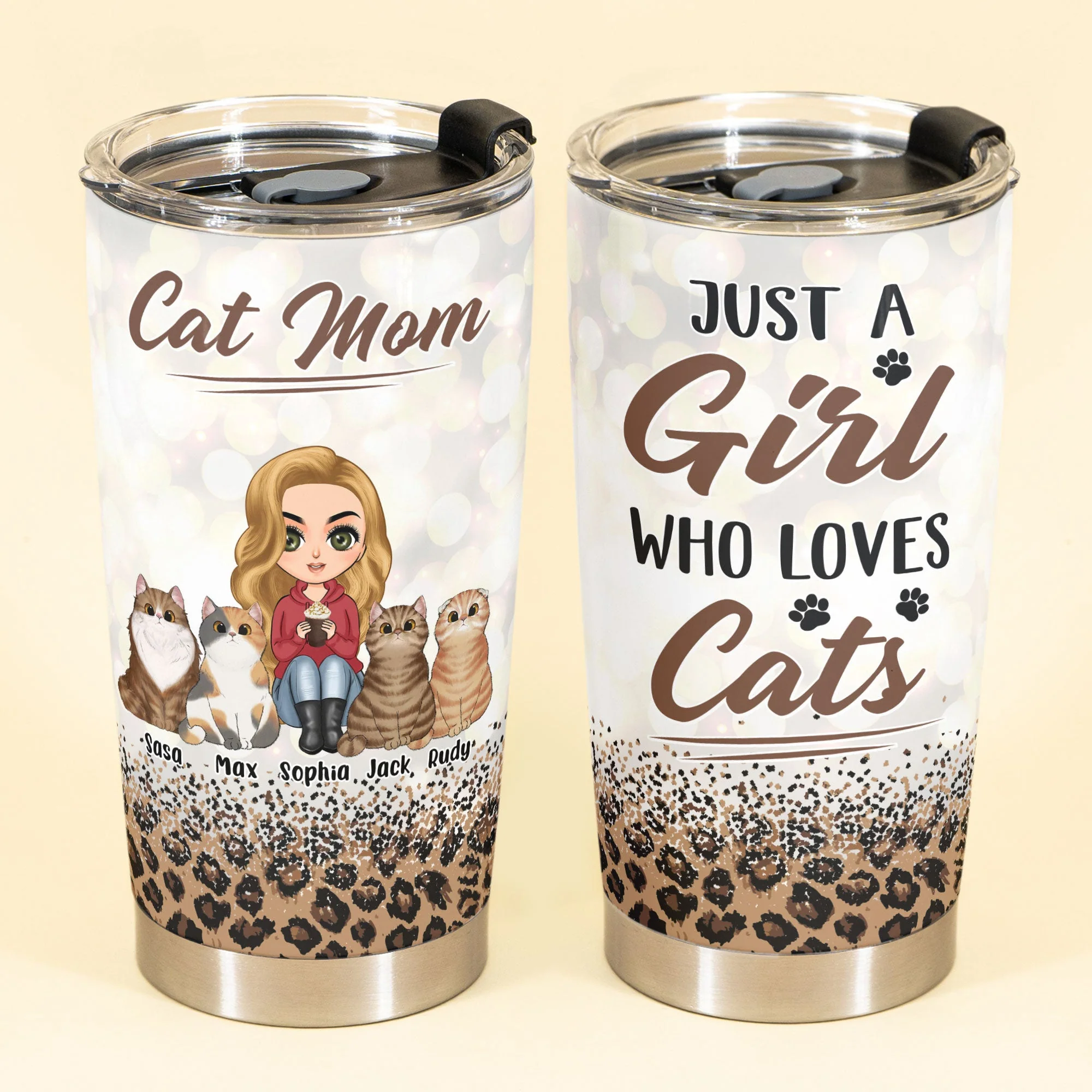 Just A Girl Who Loves Cats - Personalized Tumbler Cup - Birthday Gift For Cat Mom, Cat Lovers - Image 2